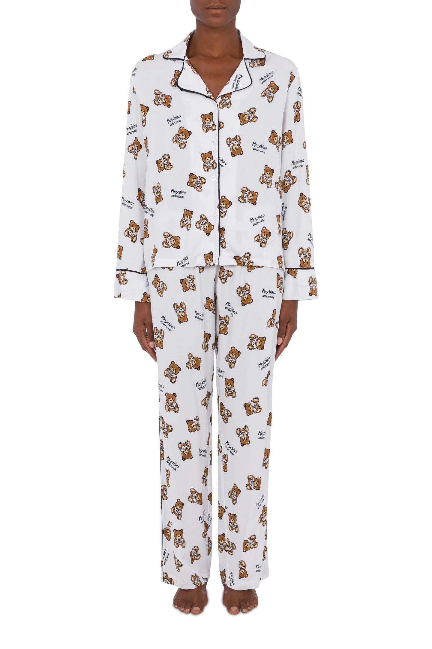 ALLOVER TEDDY BEAR TWILL PYJAMAS WHITE 1
