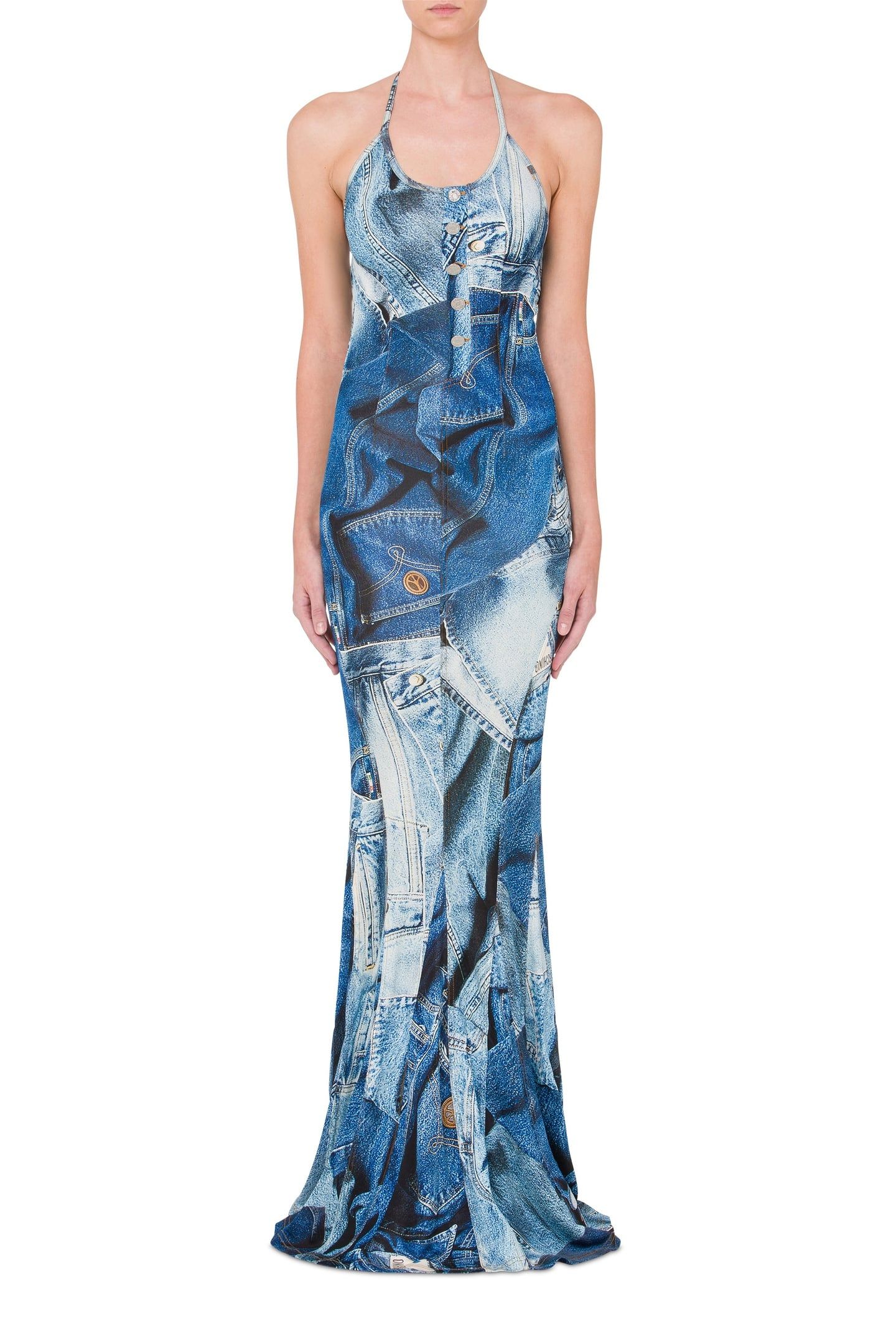 ORGANZINE DRESS DENIM PRINT BLUE 1