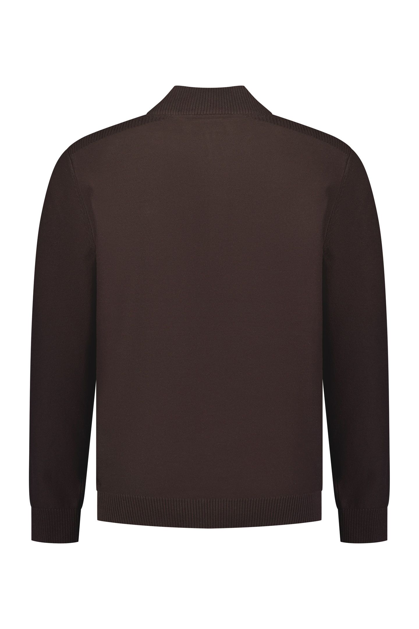 PULLOVER HALF ZIP SHOULDER DETAIL DARK BROWN 3