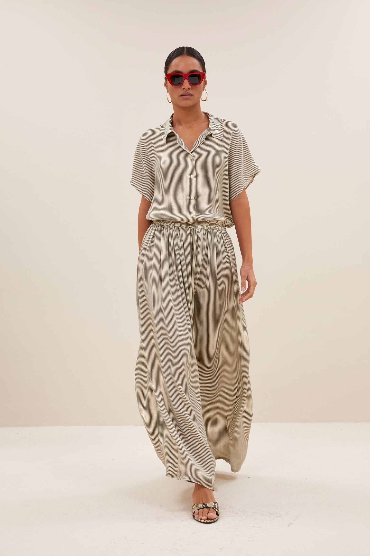 REVA VISCOSE STRIPE SKIRT GRAPHITE STRIPE PRINT 1