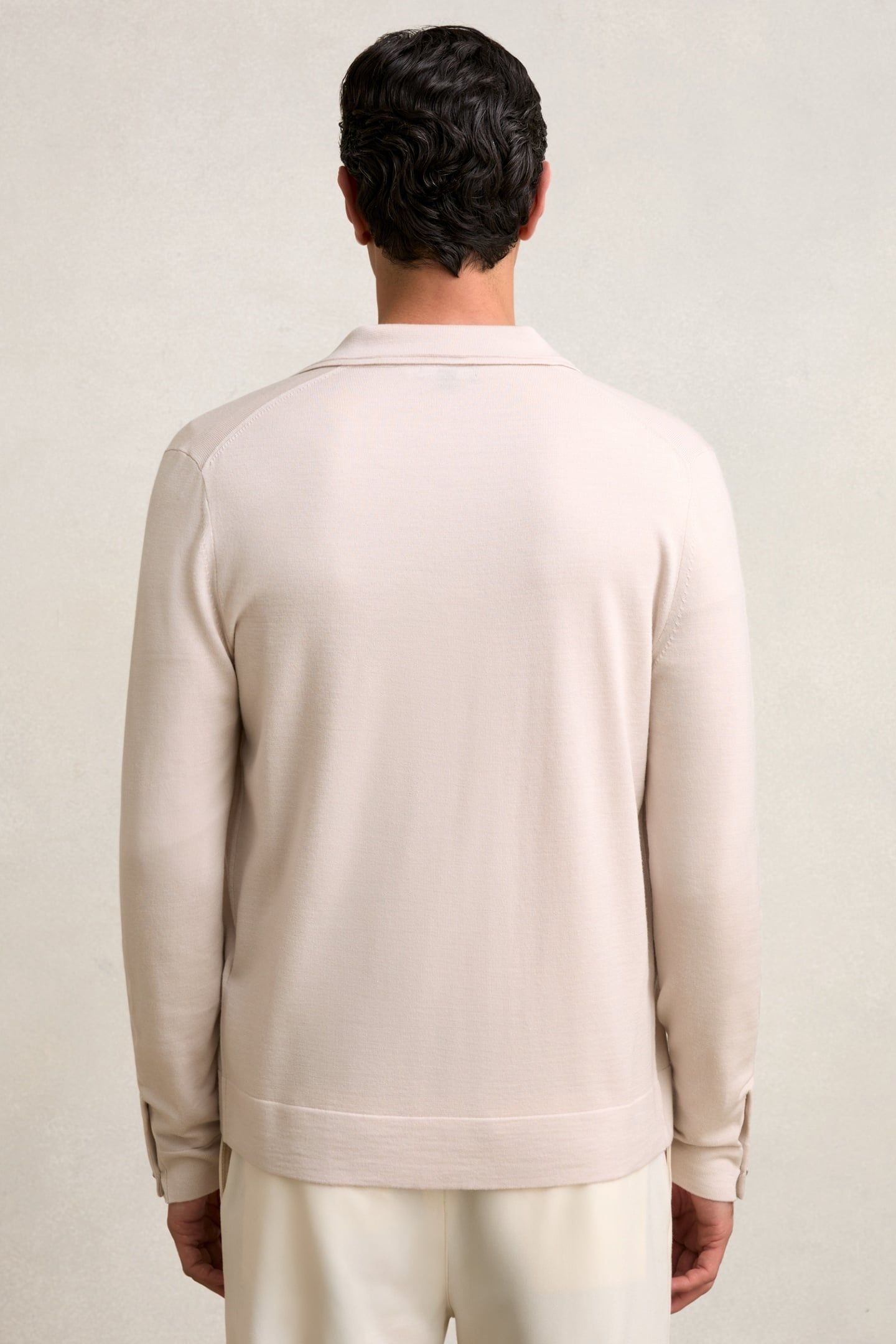 LS BUTTON THROUGH MERINO WOOL CARDIGAN BEIGE 2