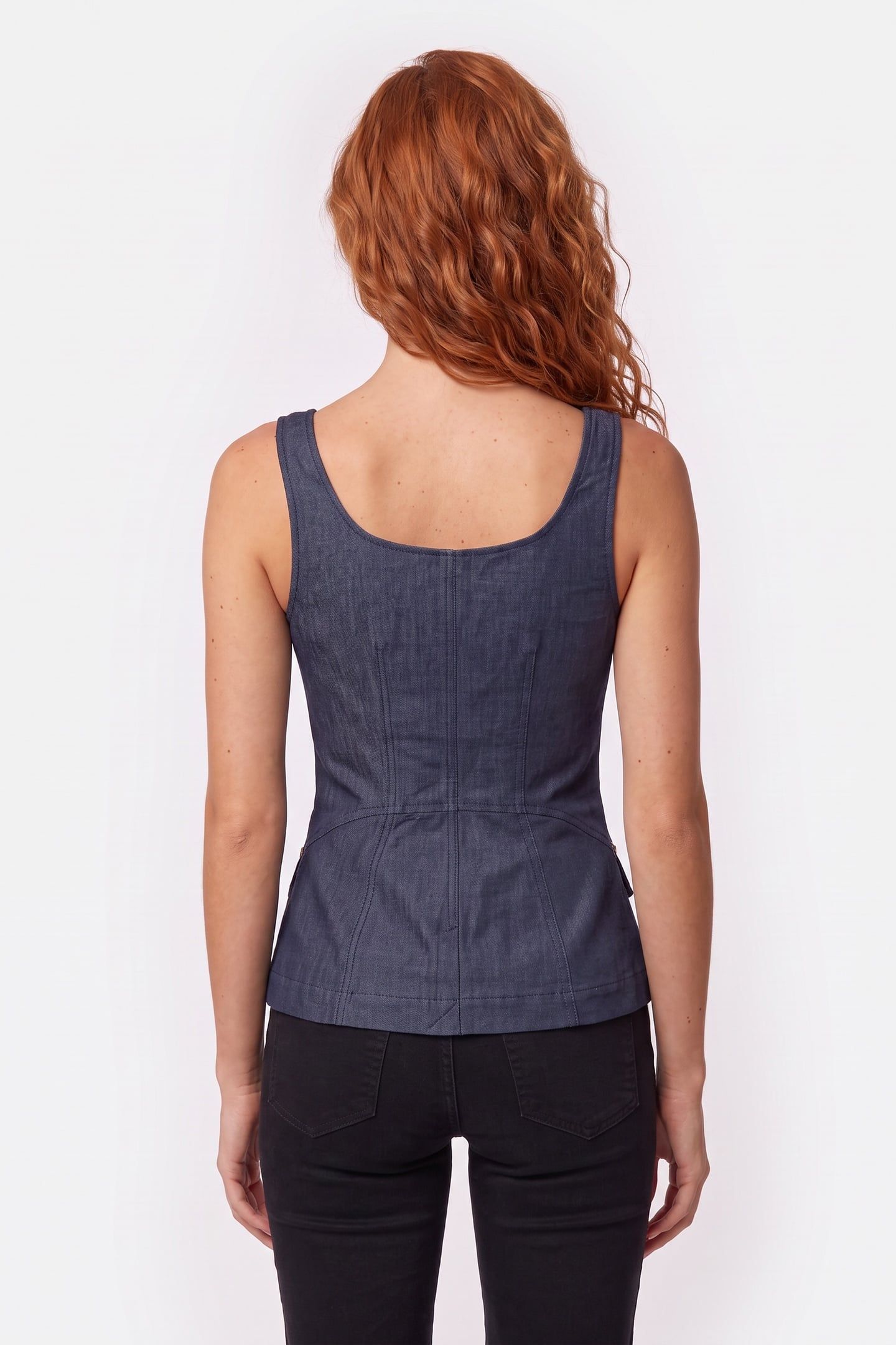 ZIPPED SL CORSET TOP DARK WASH 2