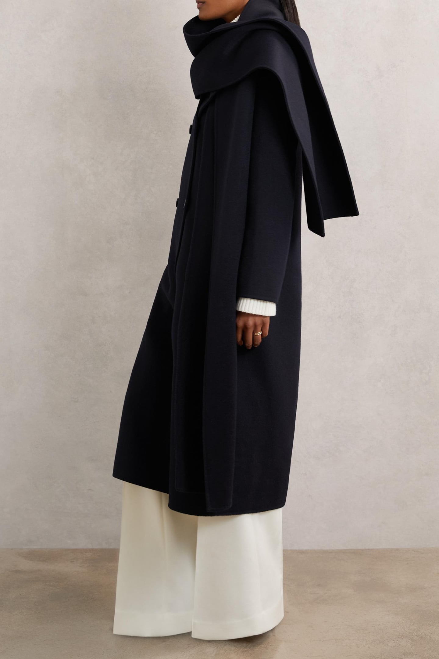 LONG SCARF BLINDSEAM COAT NAVY 3