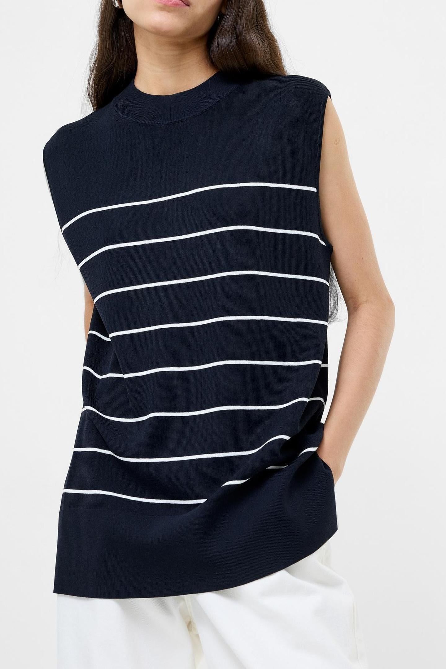OTTIE STRIPED VEST NAVY WHITE 1