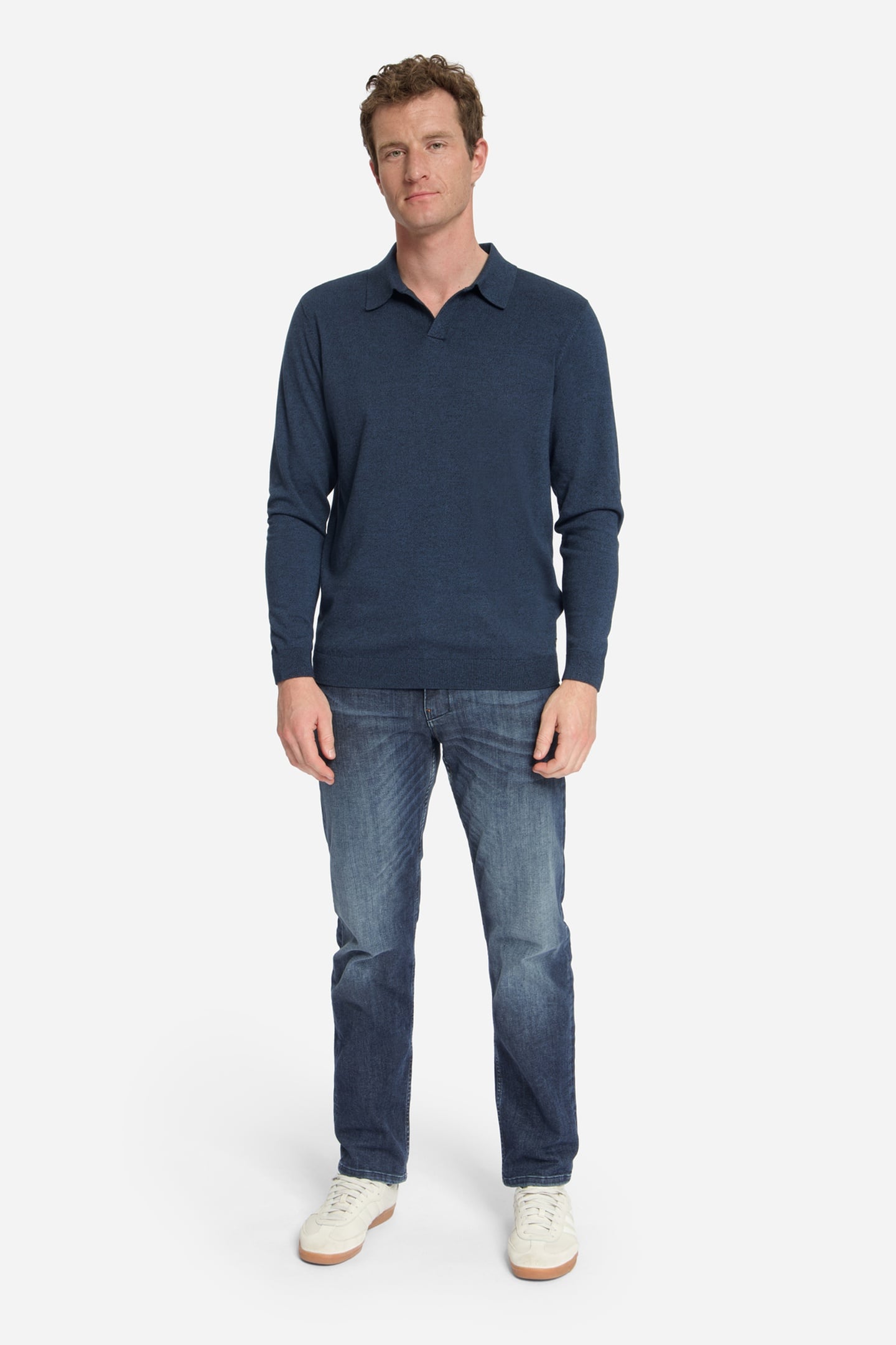 PULLOVER V POLO MELANGE NAVY 2