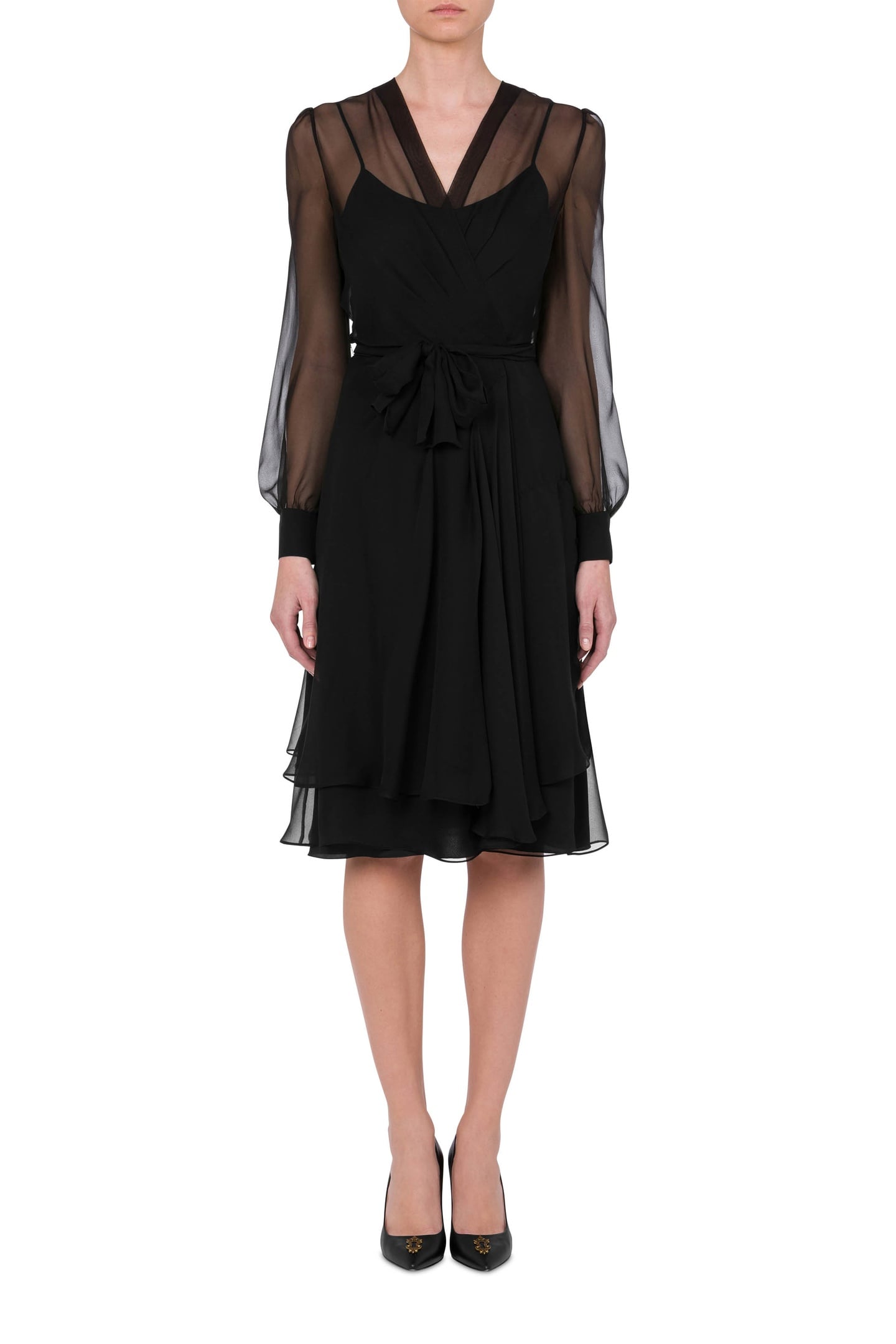 SILK CHIFFON DRESS BLACK 1