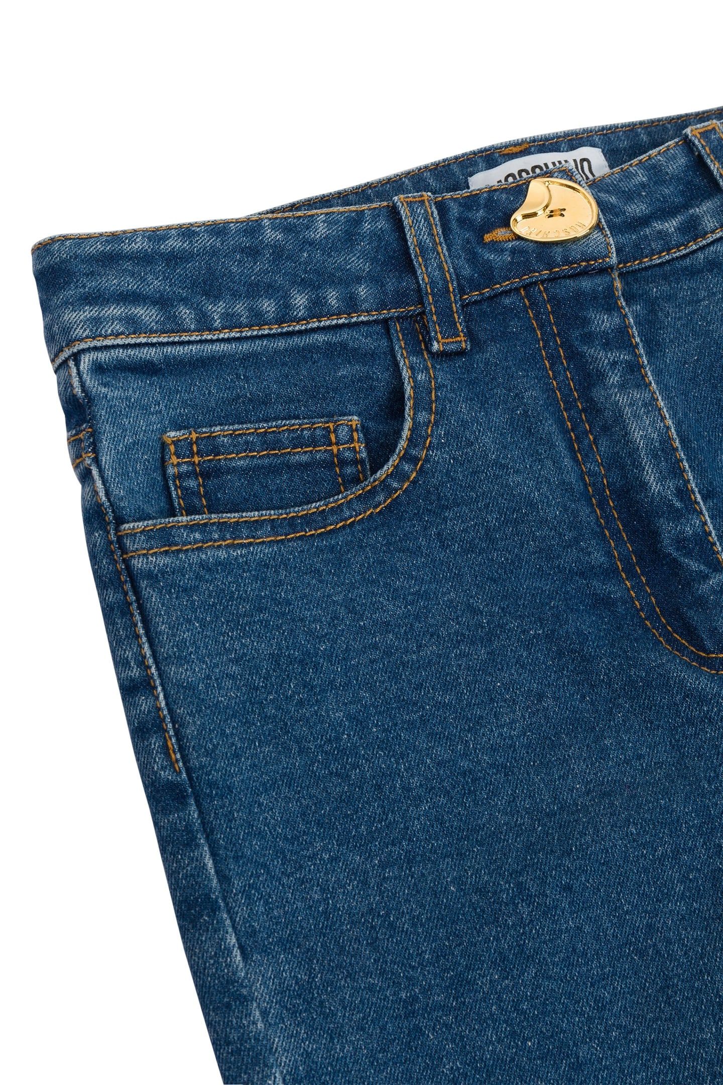 GIRL'S MORPHED BUTTON STRETCH DENIM TROUSERS BLUE 3