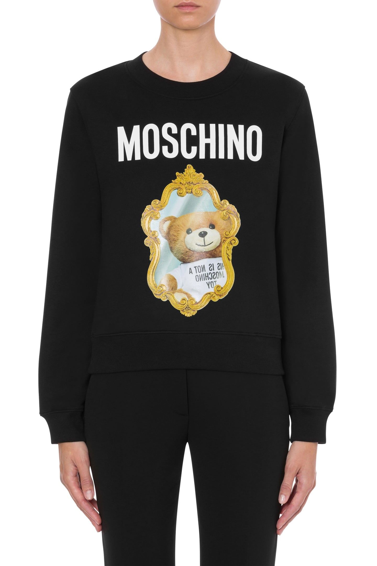 MIRROR TEDDY BEAR ORGANIC COTTON SWEATSHIRT BLACK 1