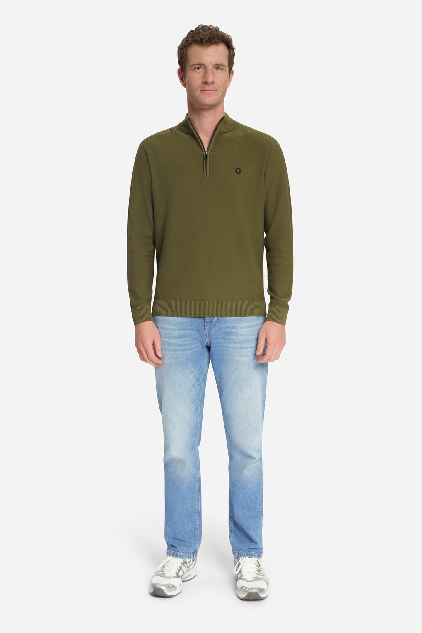 PULLOVER HALF ZIP SHOULDER DETAIL MOSS 2