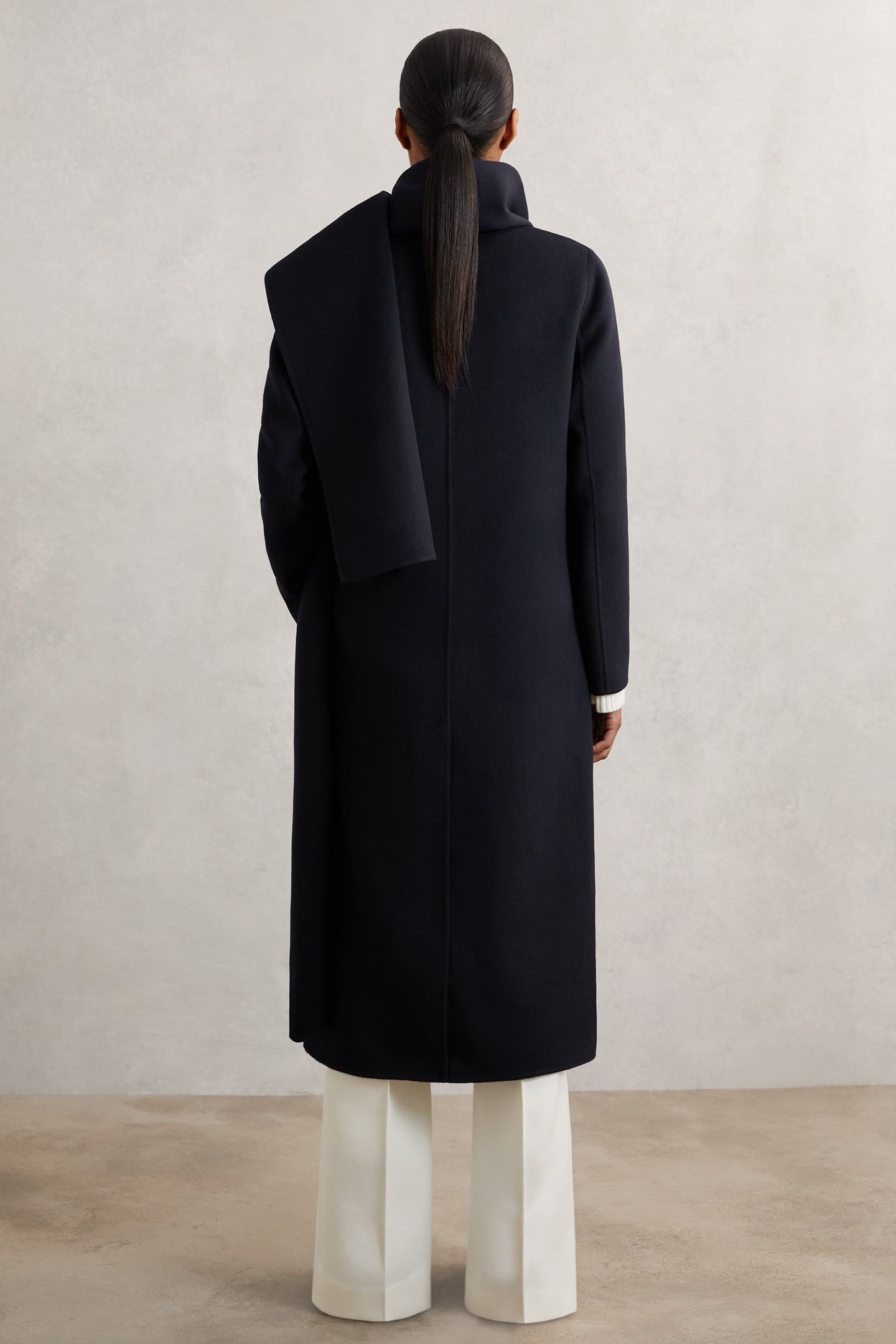 LONG SCARF BLINDSEAM COAT NAVY 2
