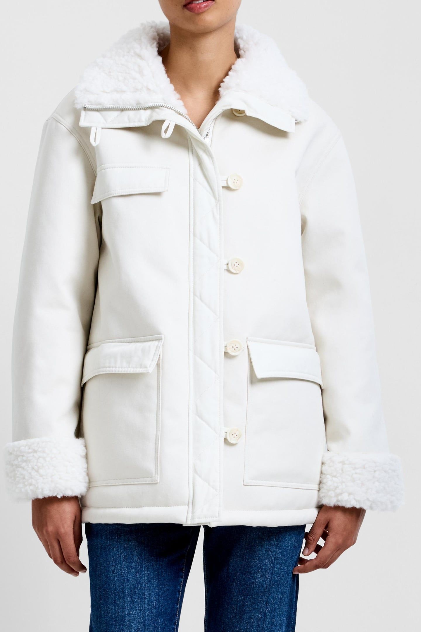 SOLISE COTTON FAUX FUR COAT ARCTIC WHITE 3