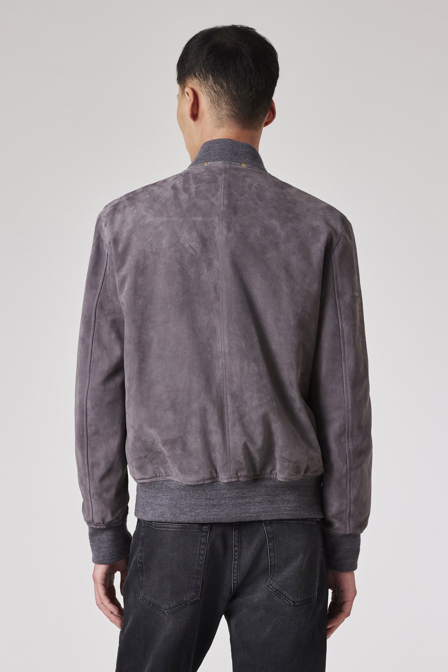 MENS REGULAR FIT SUEDE BOMBER JACKET MAUVE 2