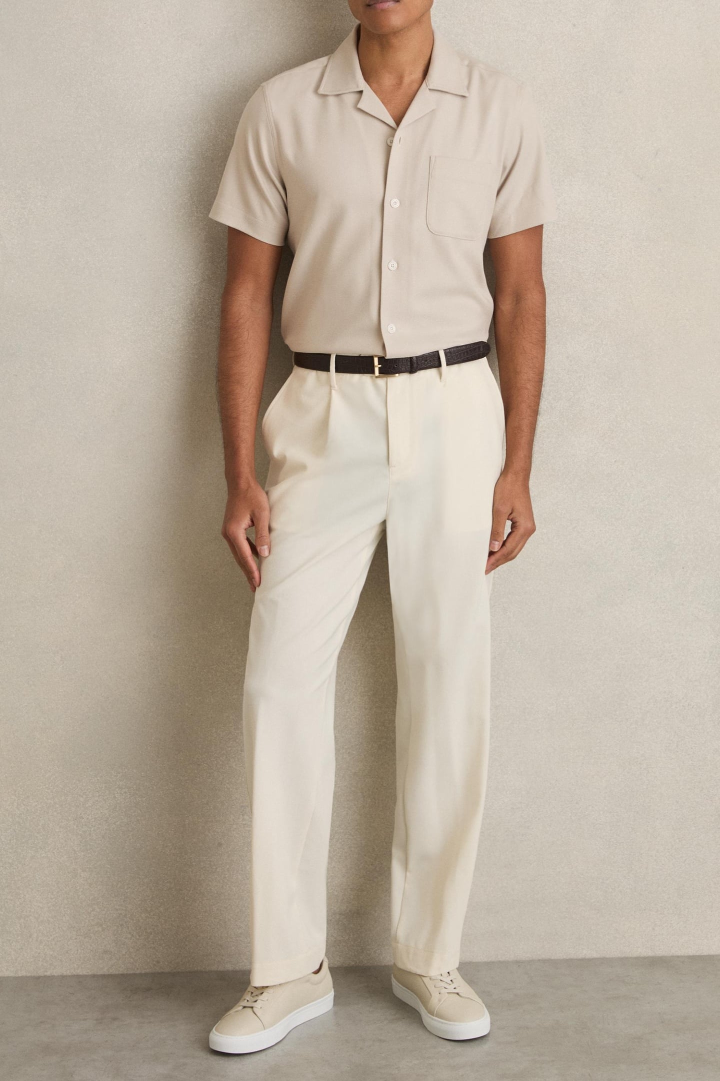 SS HERRINGBONE CUBAN SHIRT STONE 1