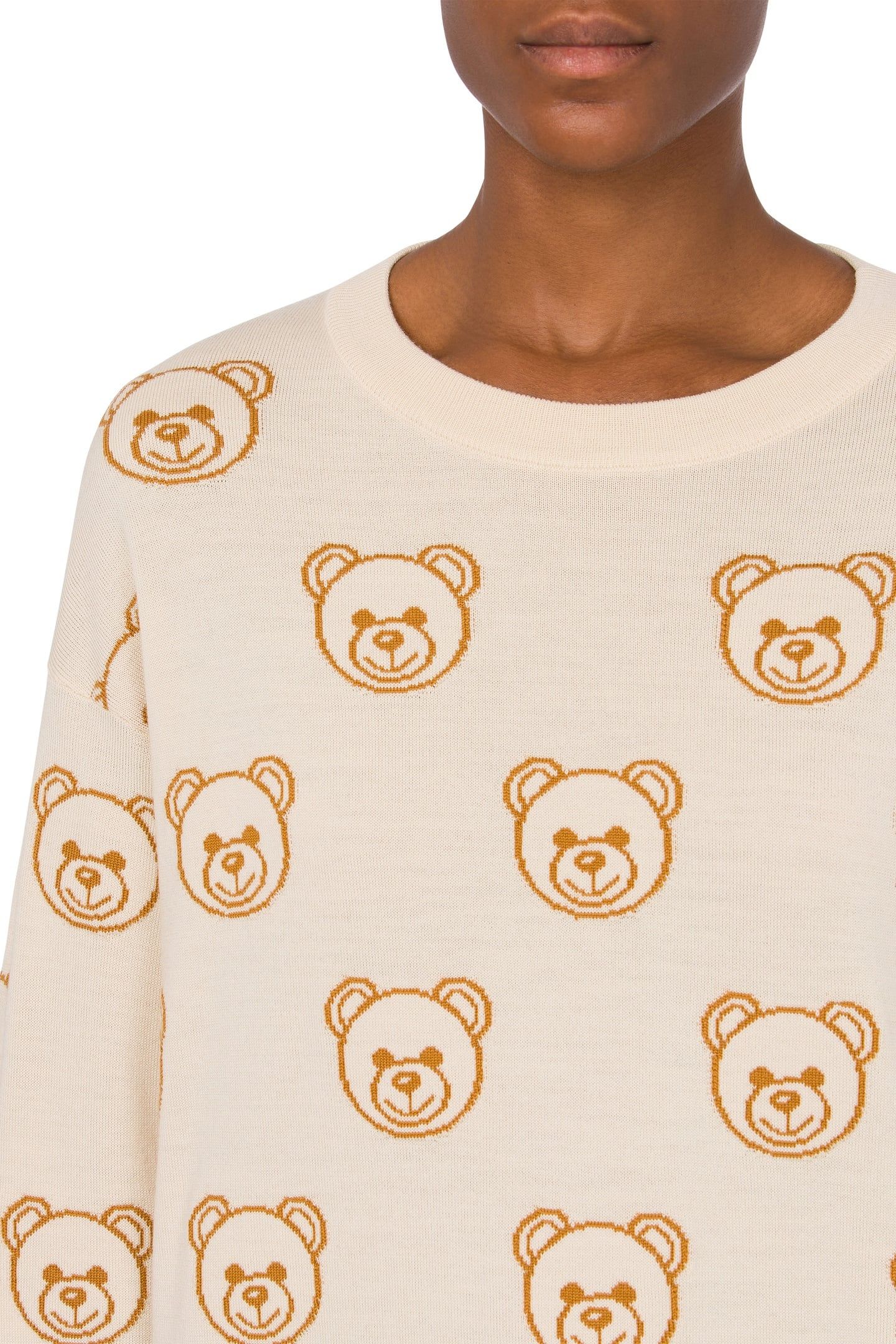 ALLOVER TEDDY BEAR WOOL PULLOVER WHITE 4