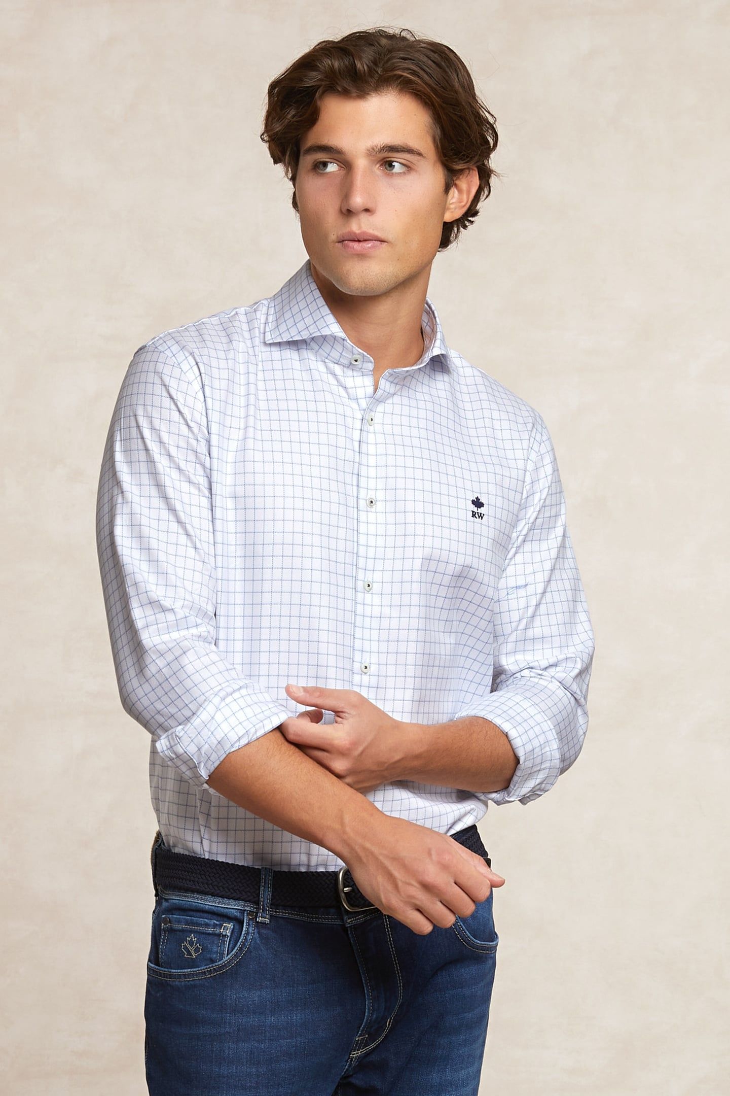 CUSTOM FIT CHECKED SHIRT BLUE/WHITE 3