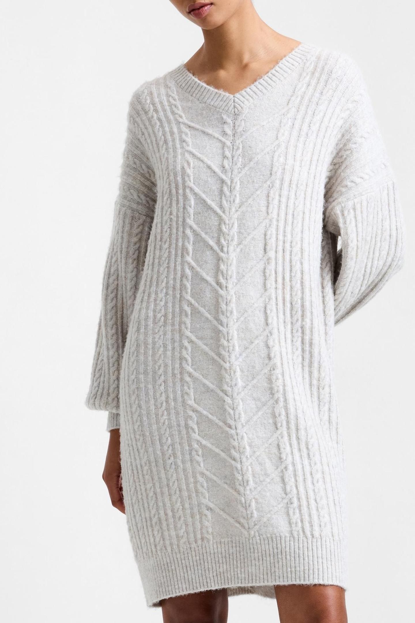 MARINE CABLE KNIT JUMPER DRESS PEBBLE NEUTRAL 1