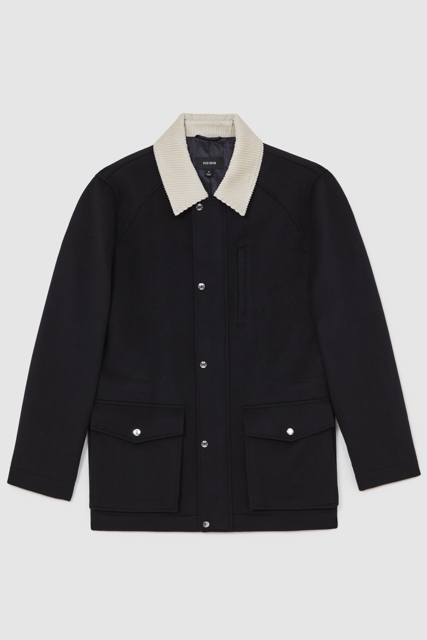 LS ZIP THROUGH CORD COLLAR WOOL WORKER JACKET NAVY 3