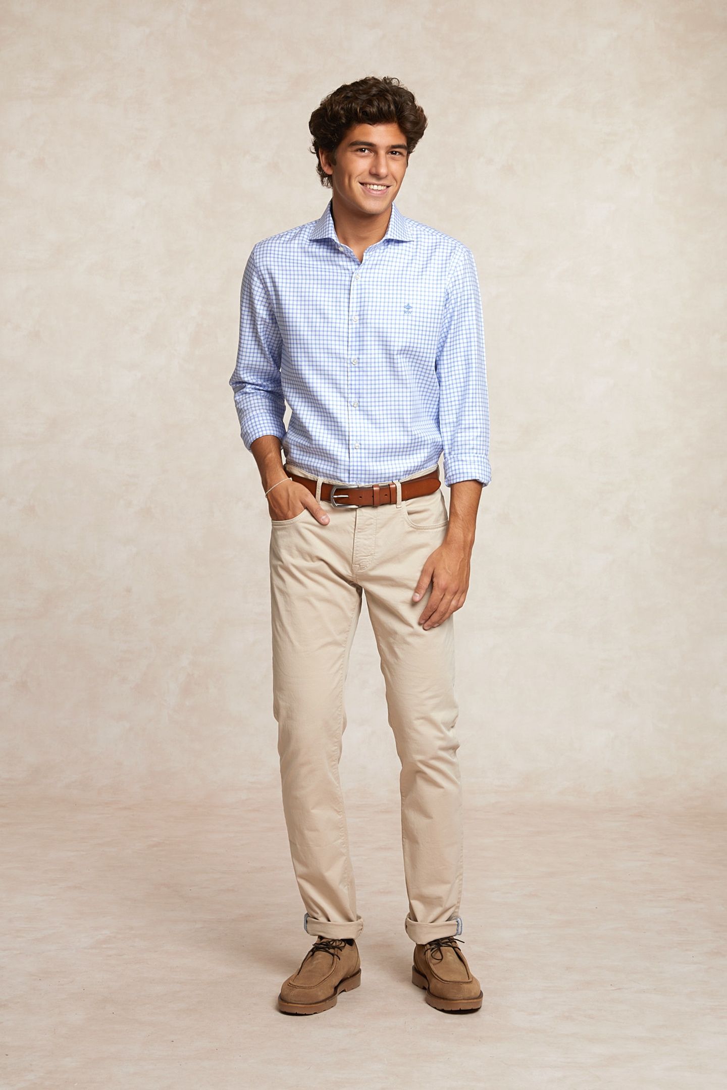 CUSTOM FIT CHECKED SHIRT BLUE/WHITE 1