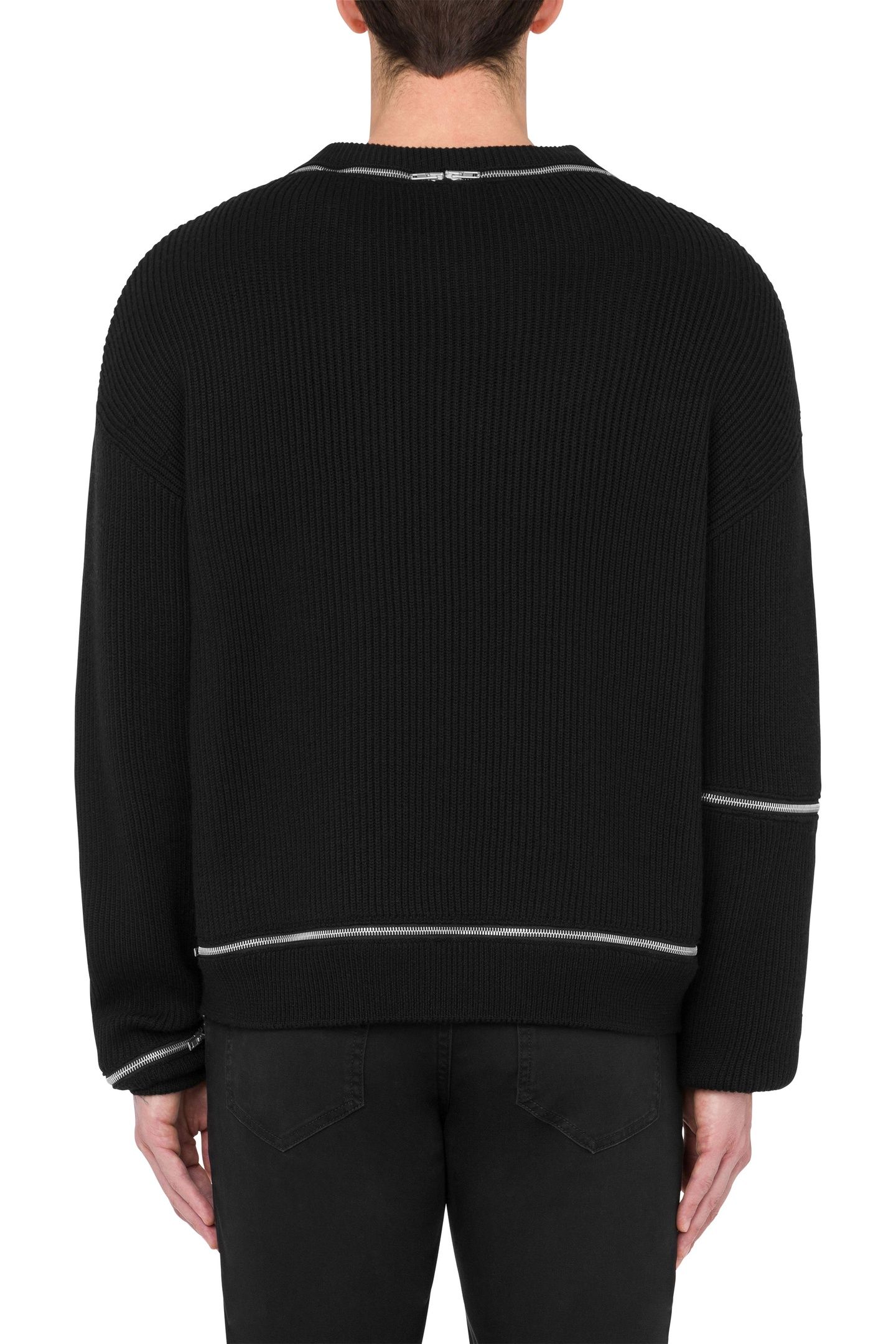 RIBBED WOOL PULLOVER WITH ZIP BLACK 2