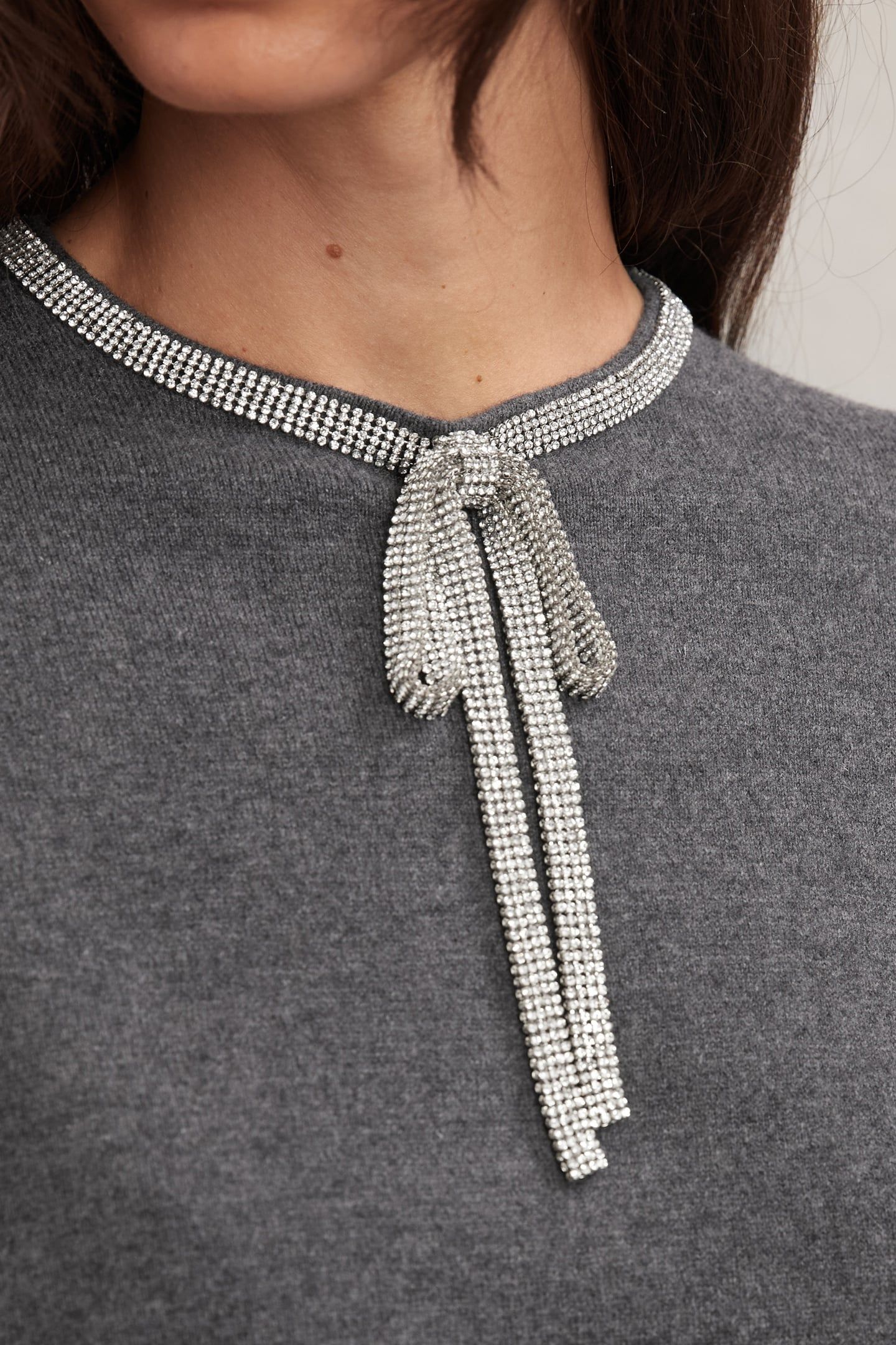 CHAIN DETAIL KNITTED MINI DRESS GREY 5