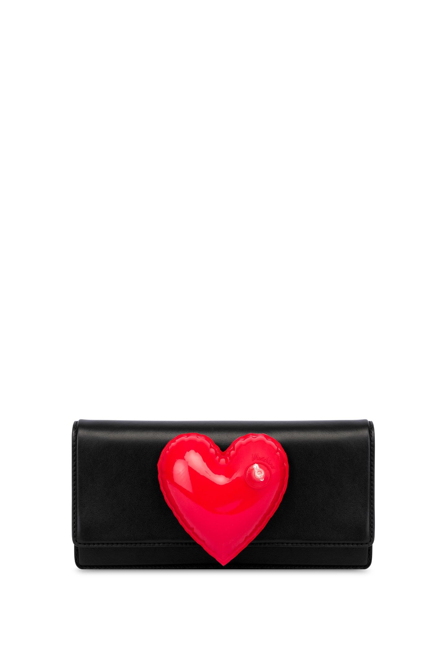 INFLATABLE HEART CALFSKIN CLUTCH BLACK 3