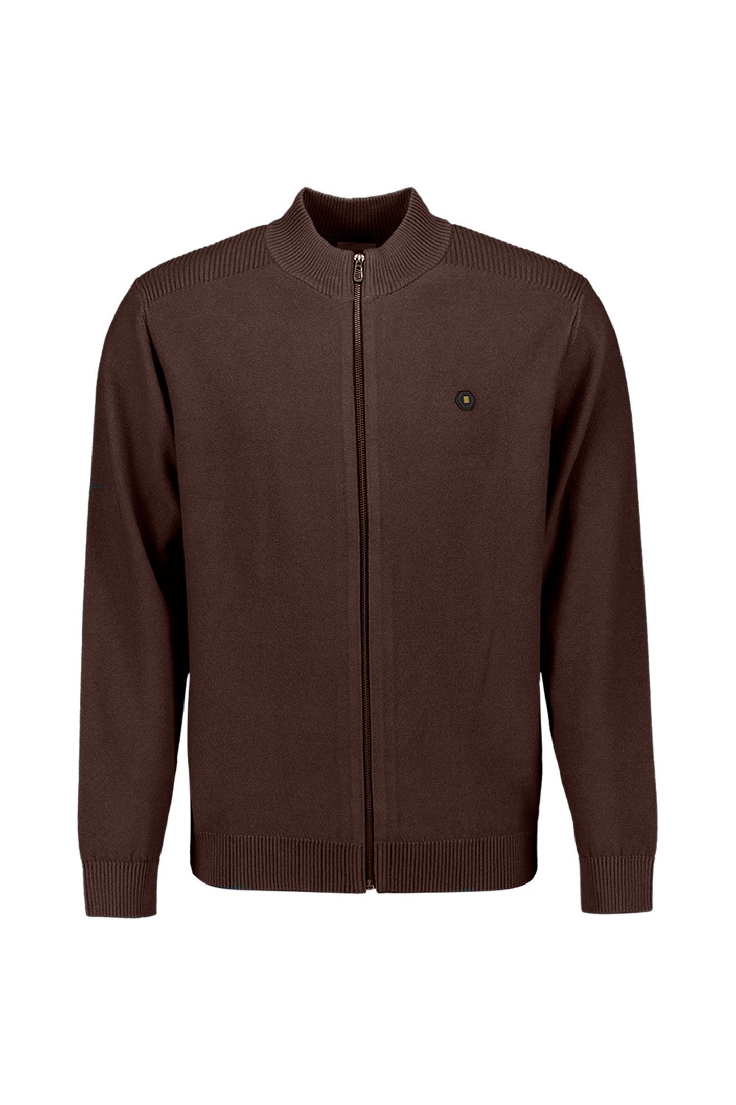 PULLOVER FULL ZIP SHOULDER DETAIL DARK BROWN 1