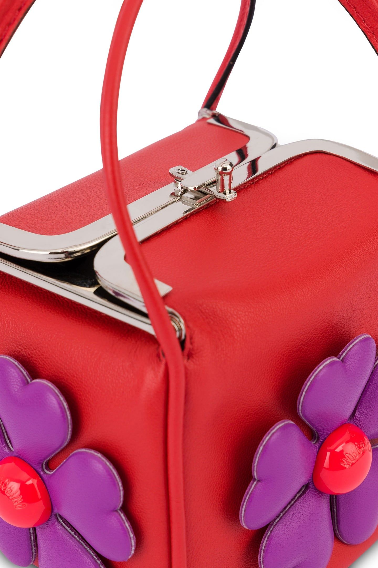 HEART FLOWERS NAPPA LEATHER MICROBAG RED 5