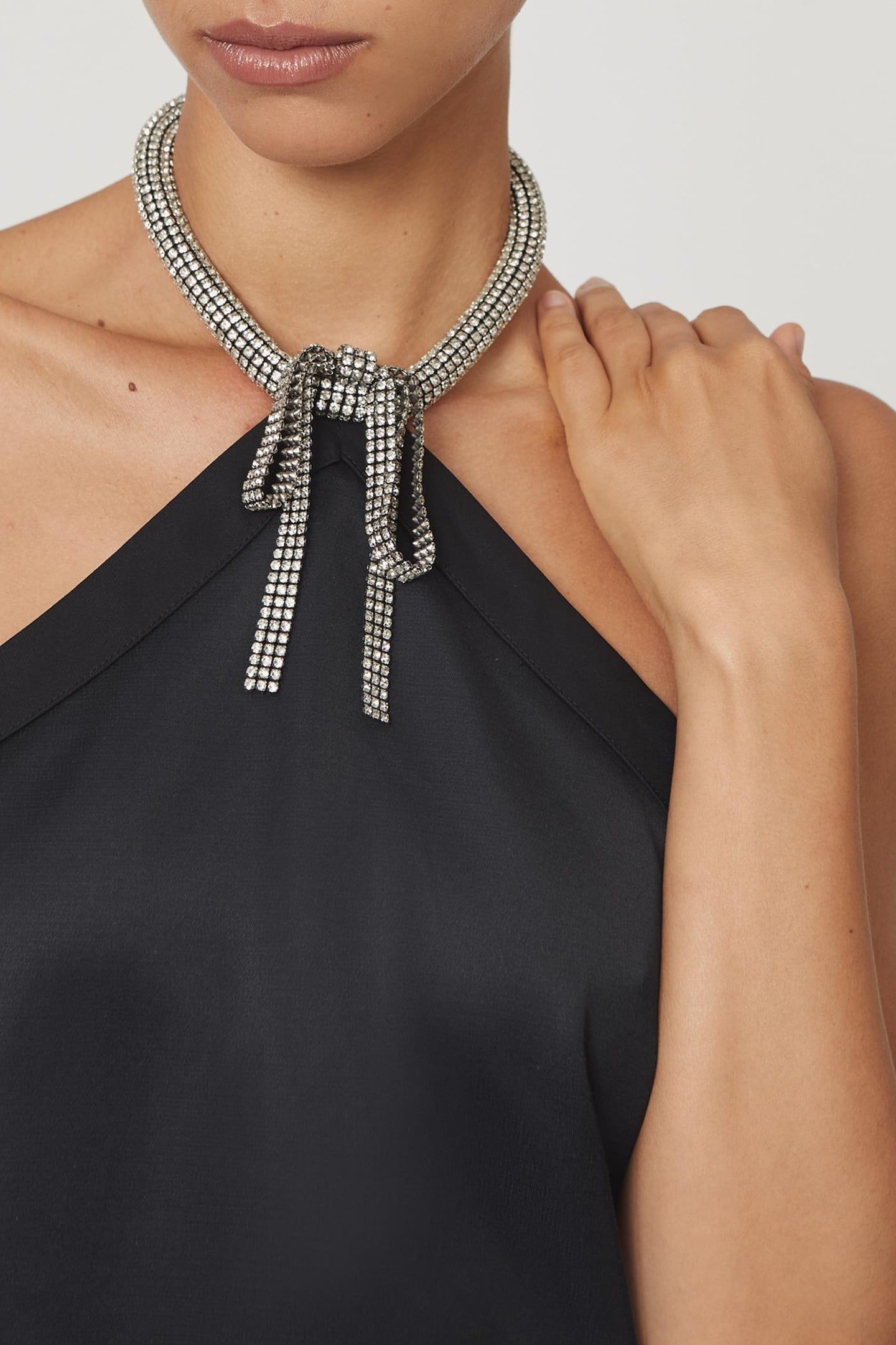 EMBELLISHED NECKLACE MINI DRESS BLACK 6