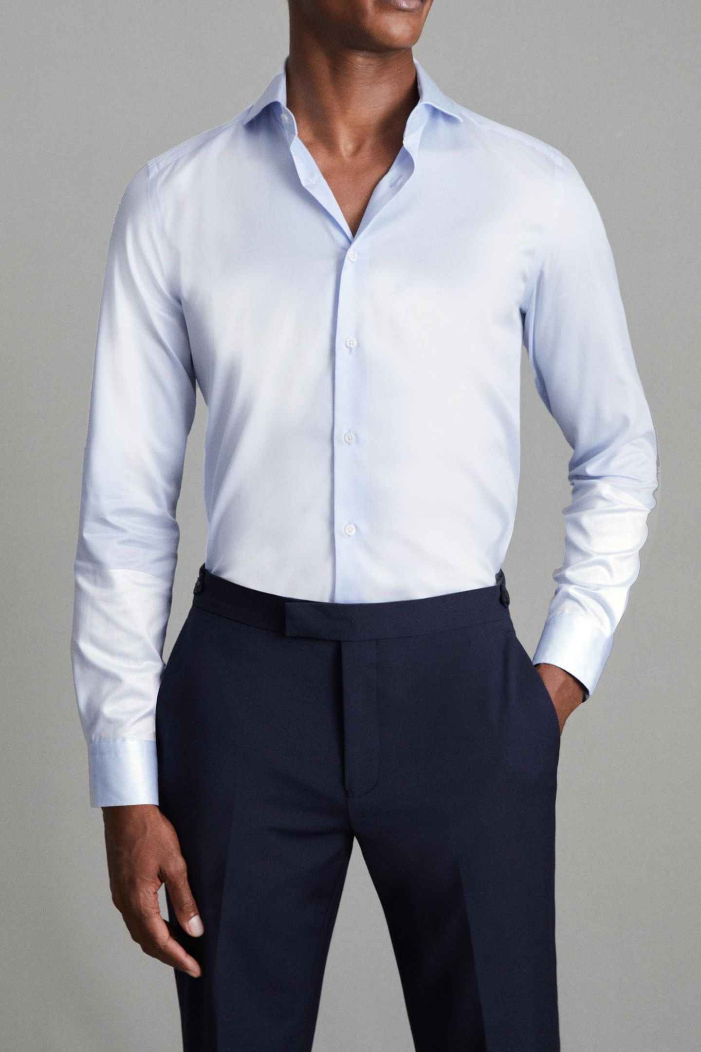 LS TWO FOLD TWILL COTTON SHIRT SOFT BLUE 2