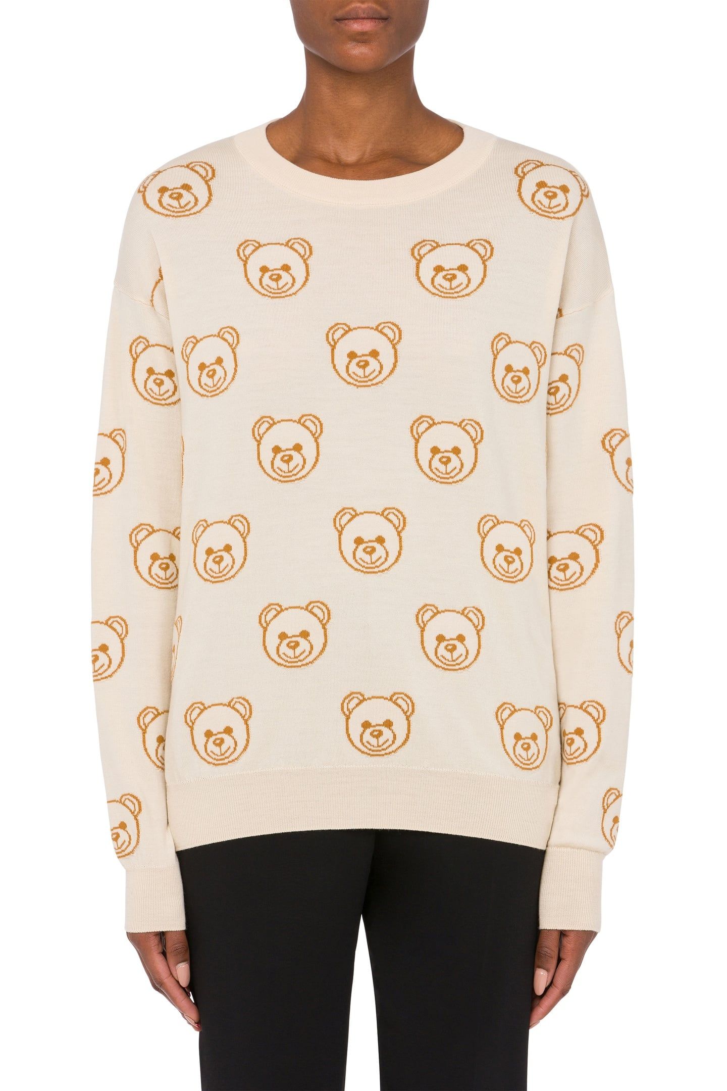 ALLOVER TEDDY BEAR WOOL PULLOVER WHITE 1