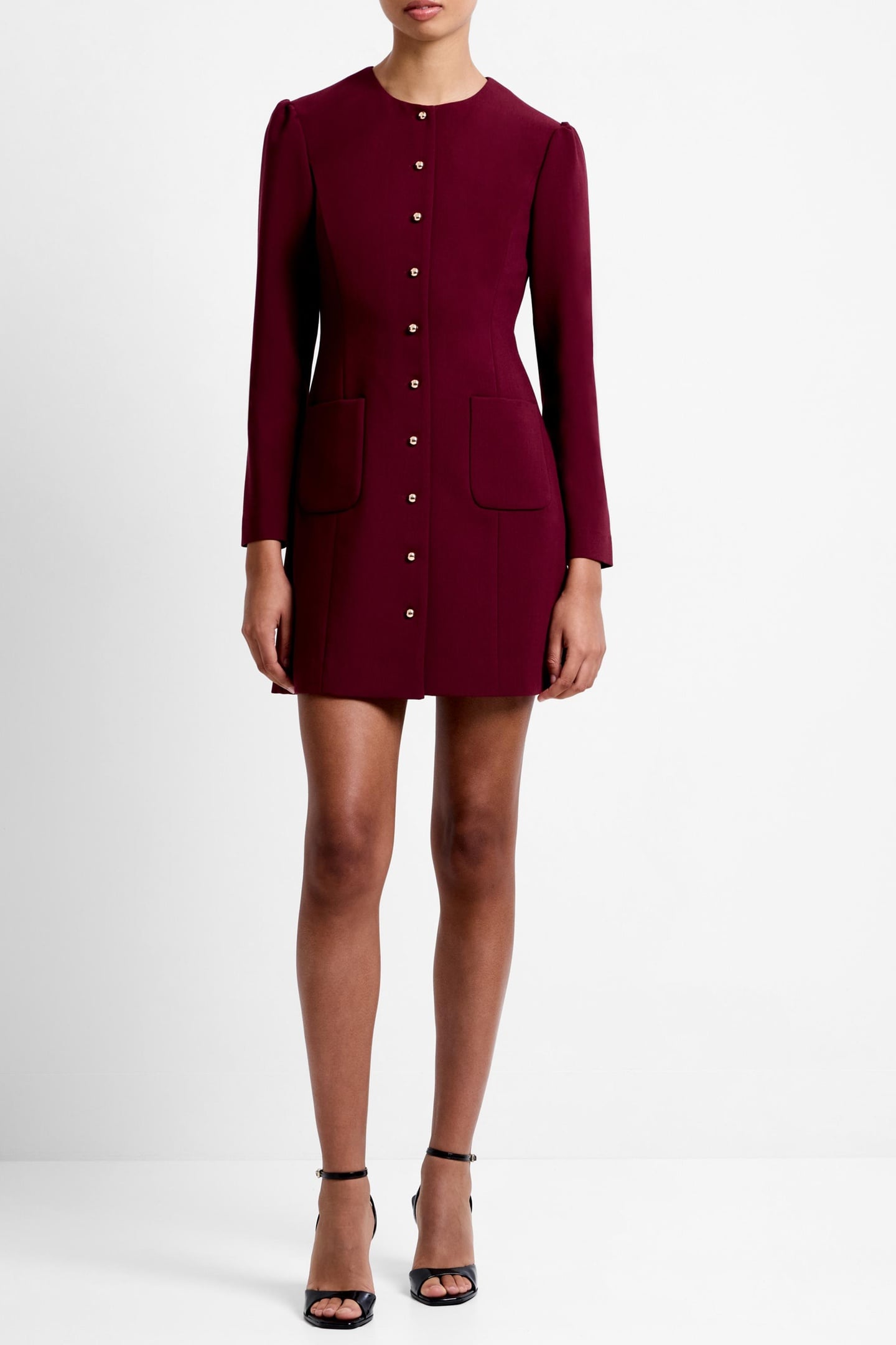 CELIE BUTTON THROUGH DRESS BORDEAUX RED BORDEAUX RED 1