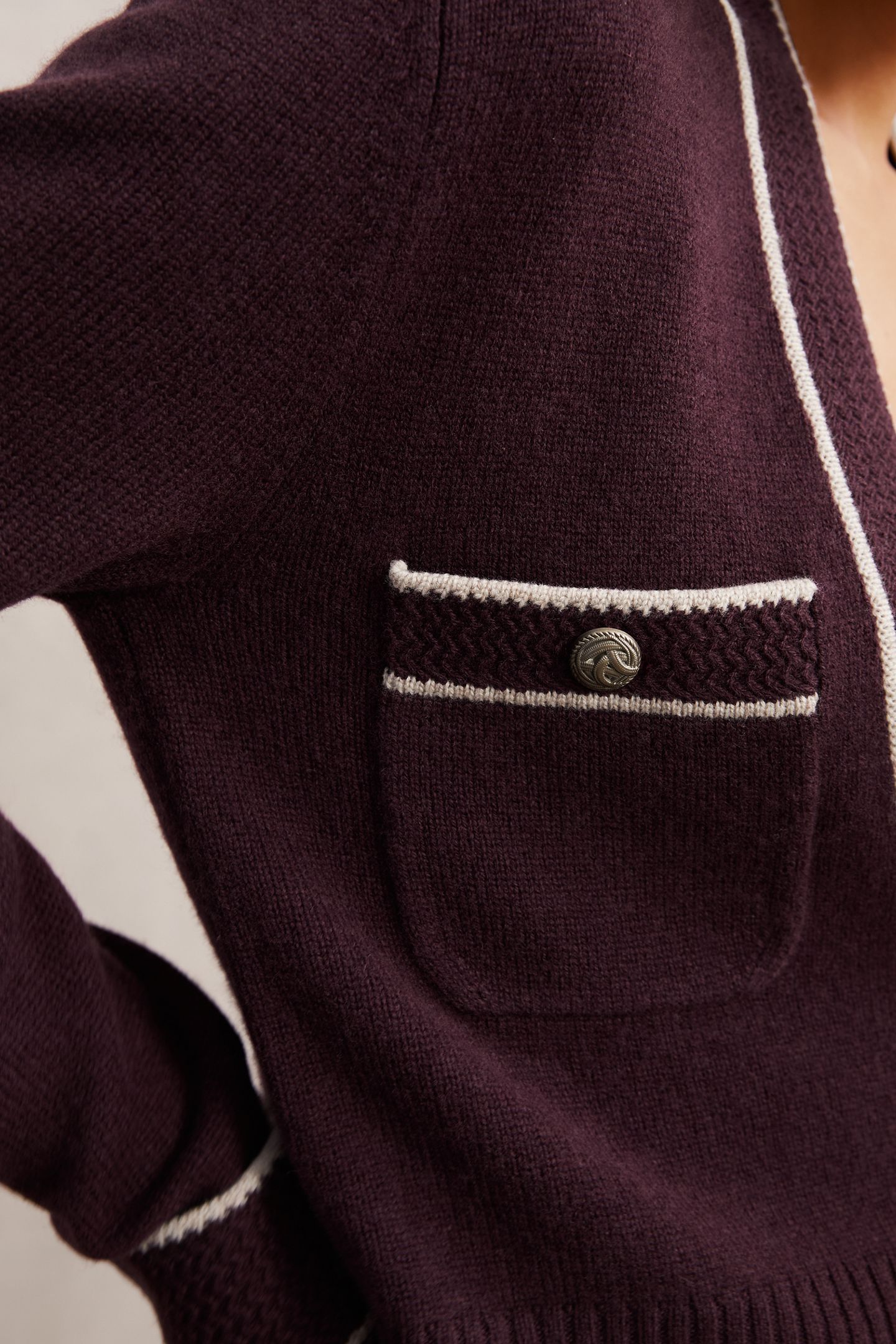 TIPPED CARDIGAN BURGUNDY/NEUTRAL 4