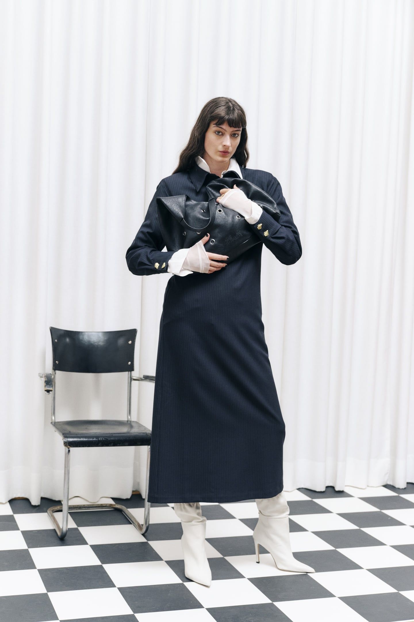 ANNELLA DRESS BLACKISH PINSTRIPE 5