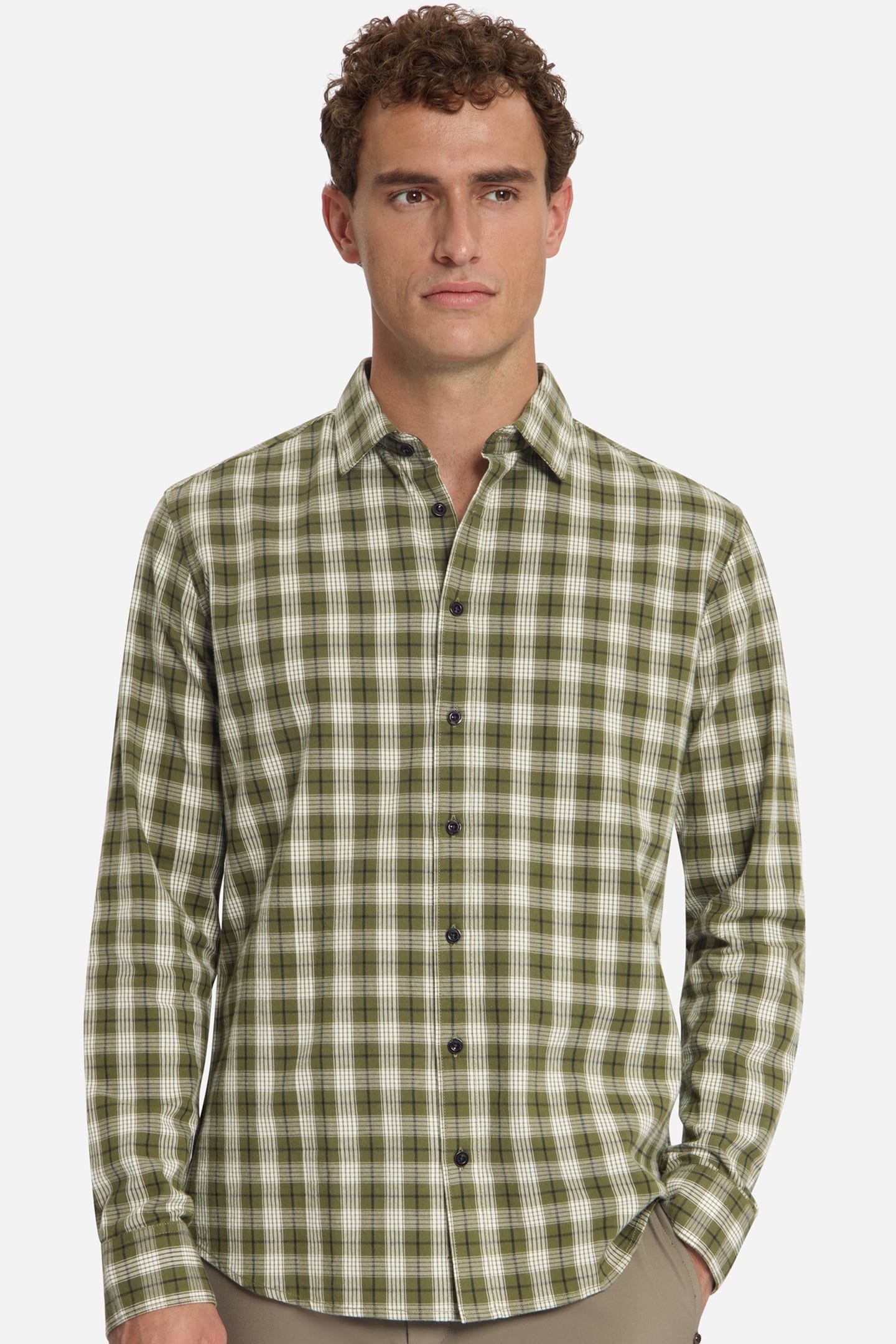 SHIRT YARN DYED CHECK MOSS 1