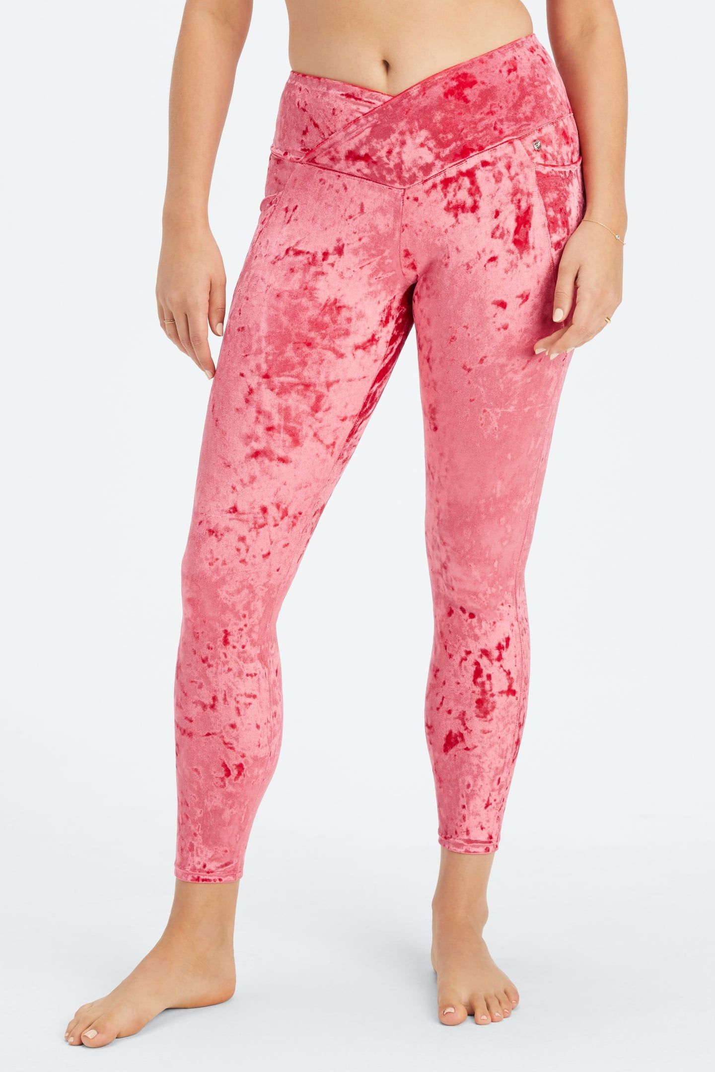 CRUSHED VELOUR CROSSOVER LEGGING STRAWBERRY RED 2