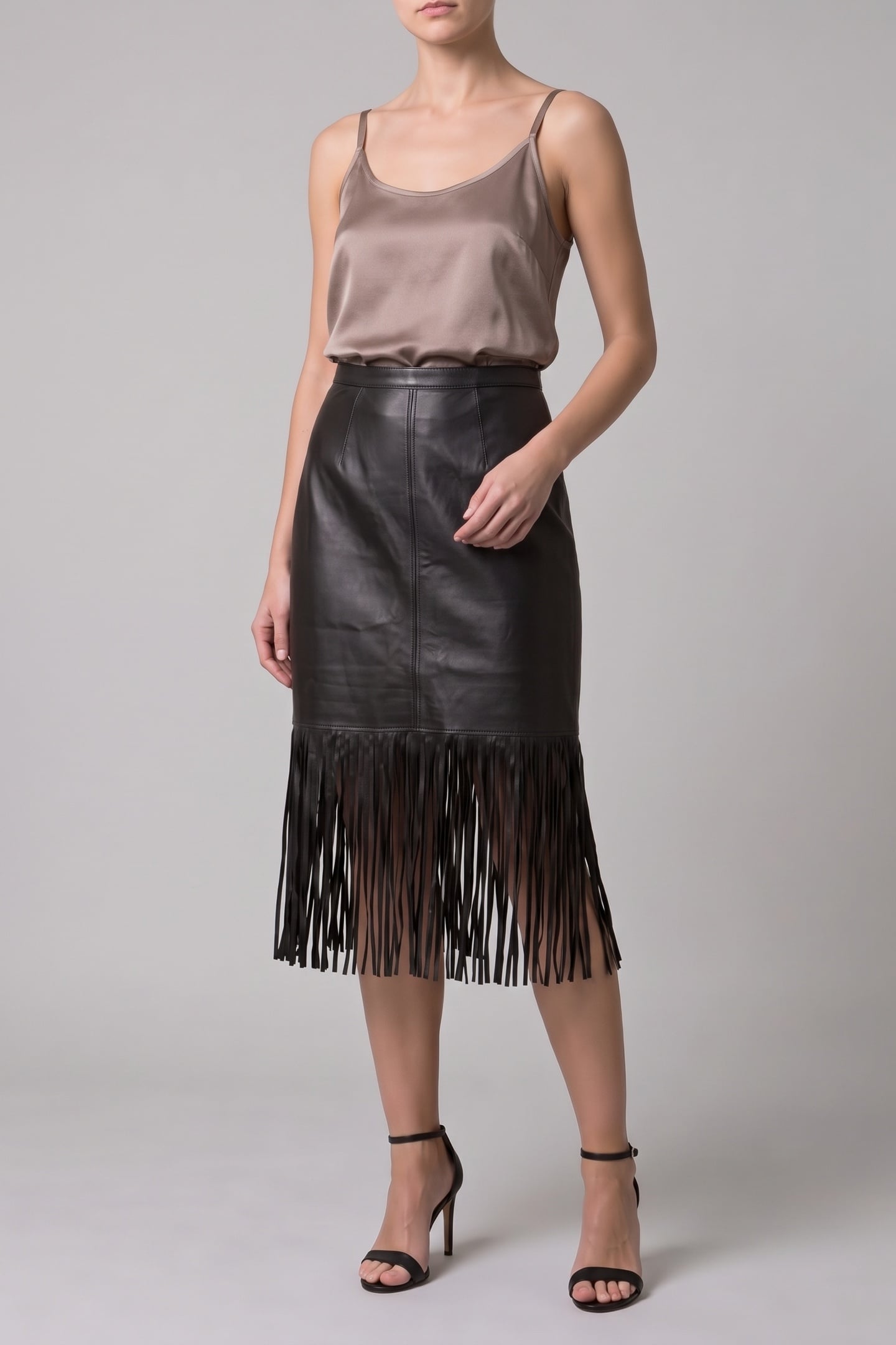 PA BELLA LEATHER SKIRT BLACK 1