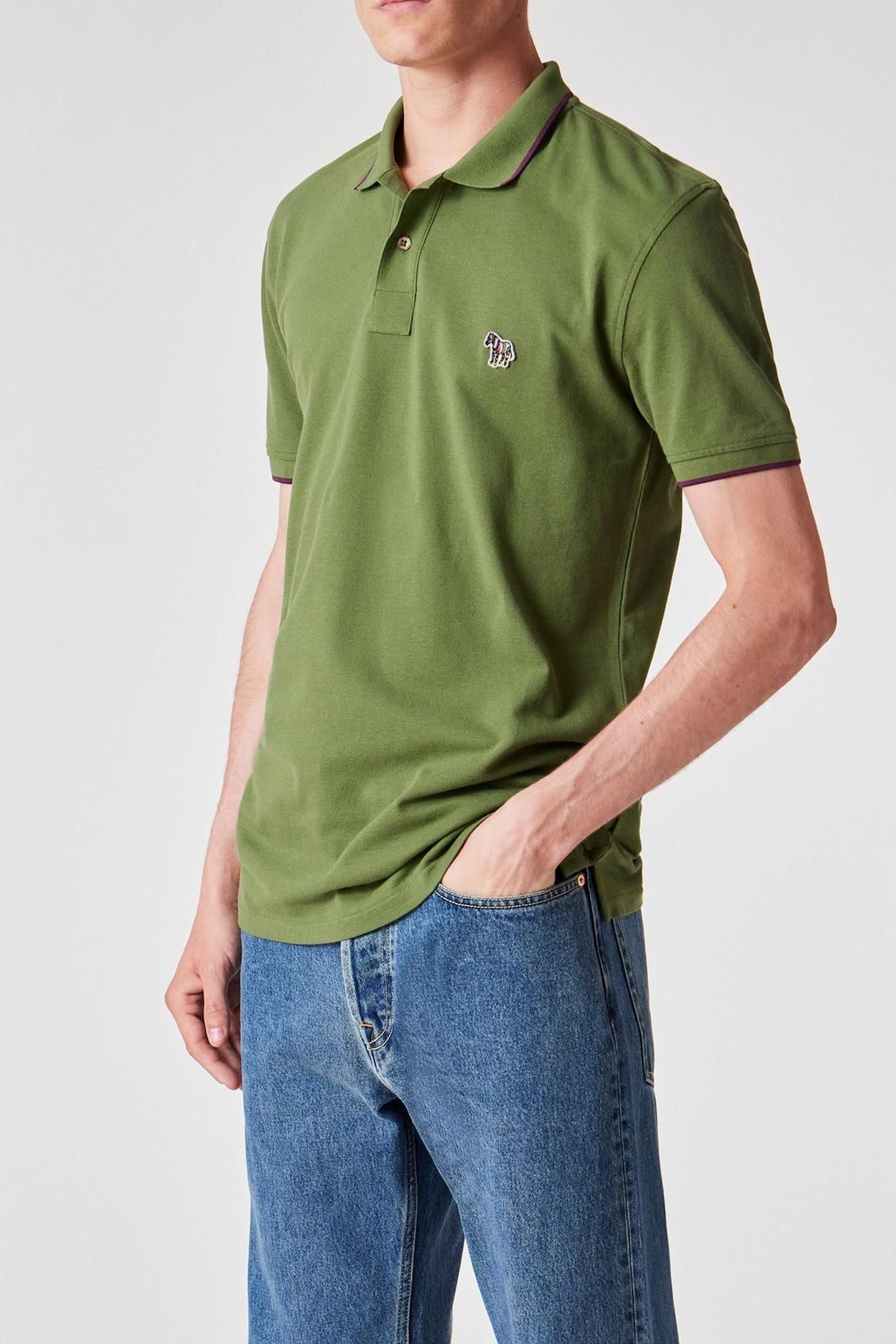 MENS SLIM POLO SS ZEB BADGE LT GREYISH GREEN 1