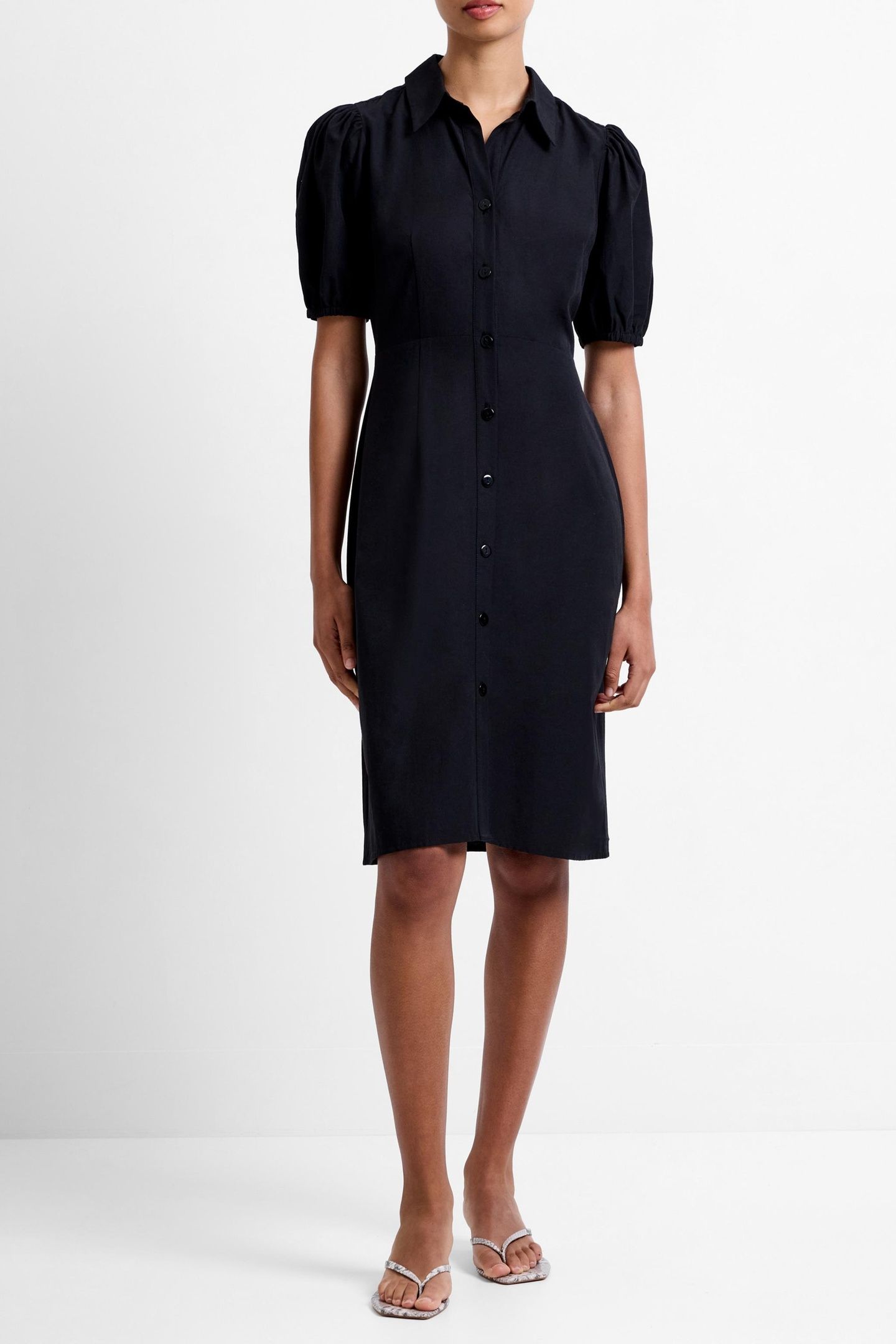 COTTON POLIN SS BUTTON UP DRES BLACK 1