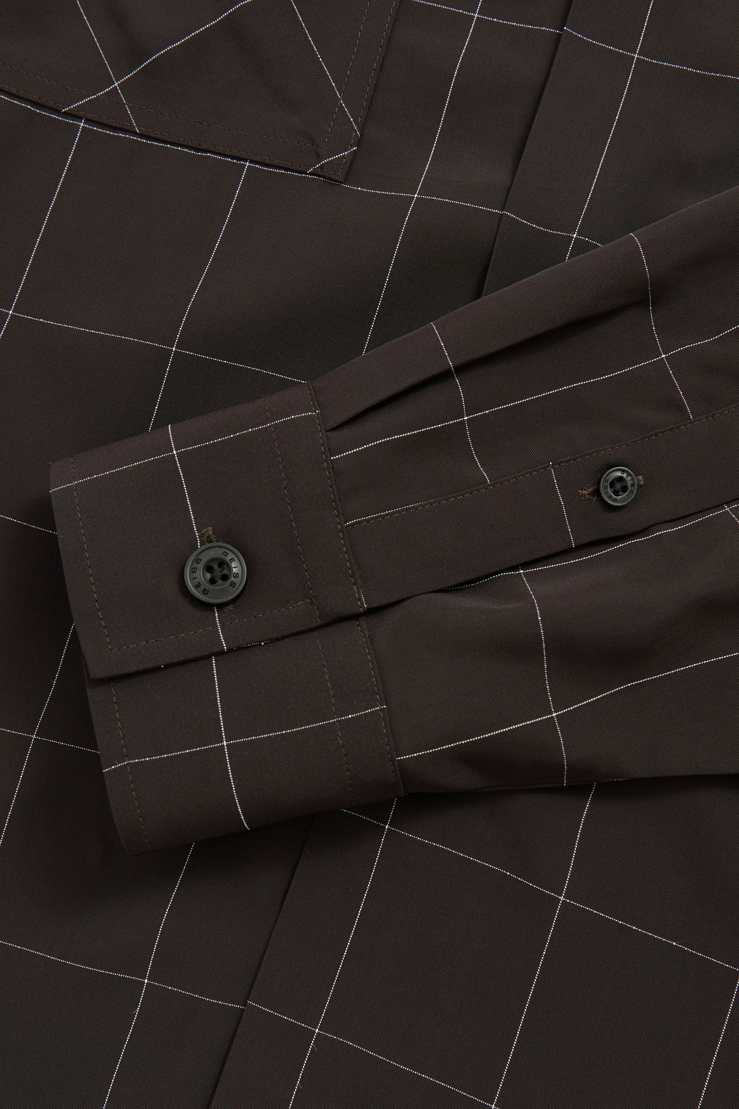 LS WINDOWPANE CUBAN SHIRT DARK BROWN 5