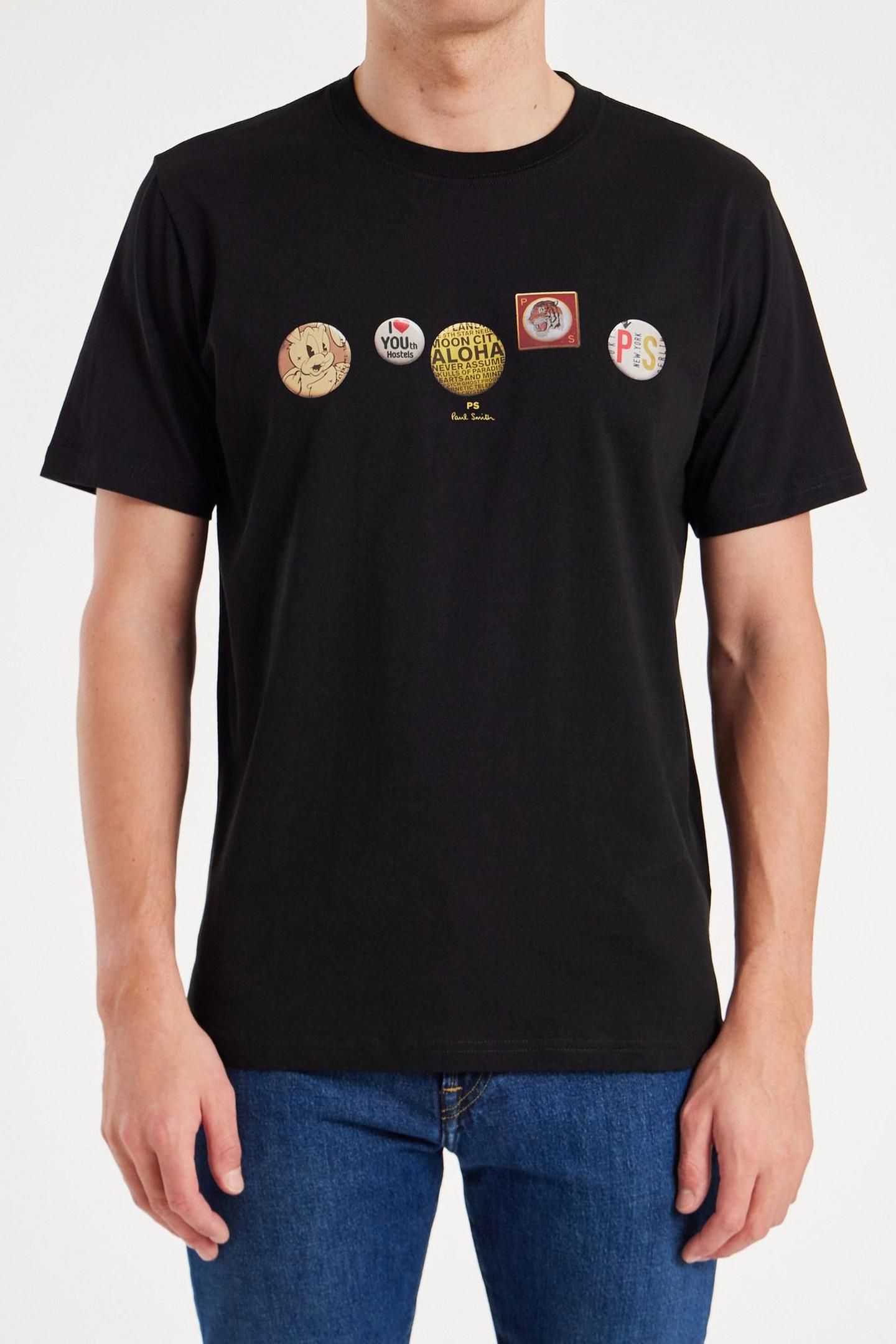 MENS REG FIT T SHIRT BADGES BLACK 1