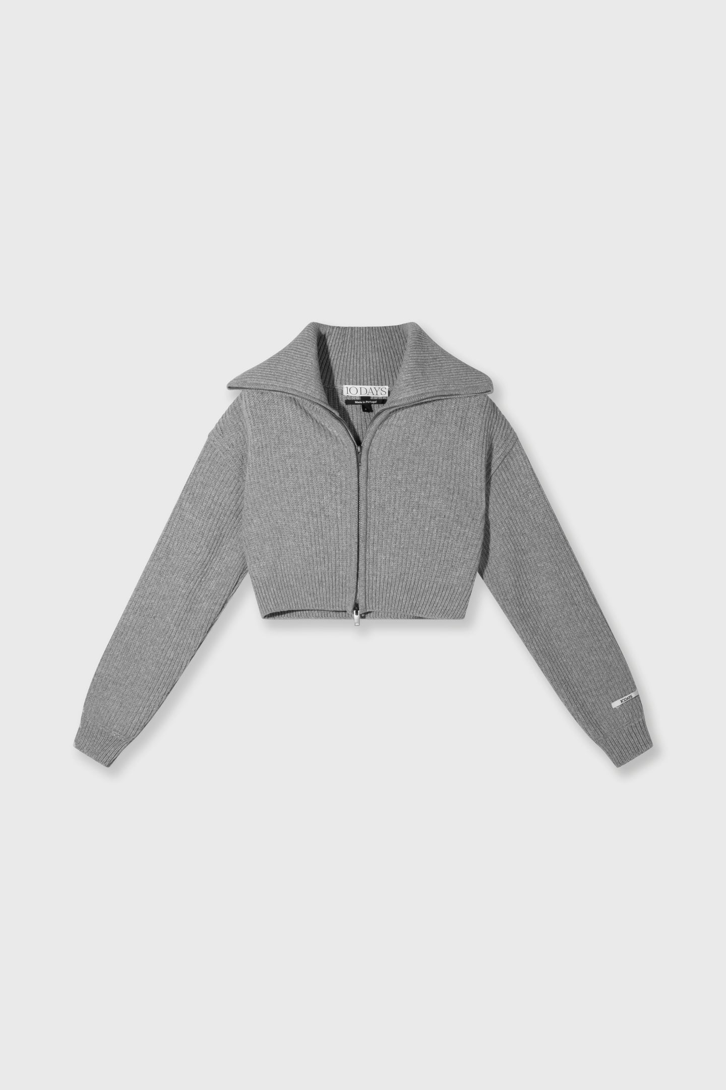 CROPPED KNIT ZIP JACKET LIGHT GREY MELEE 4