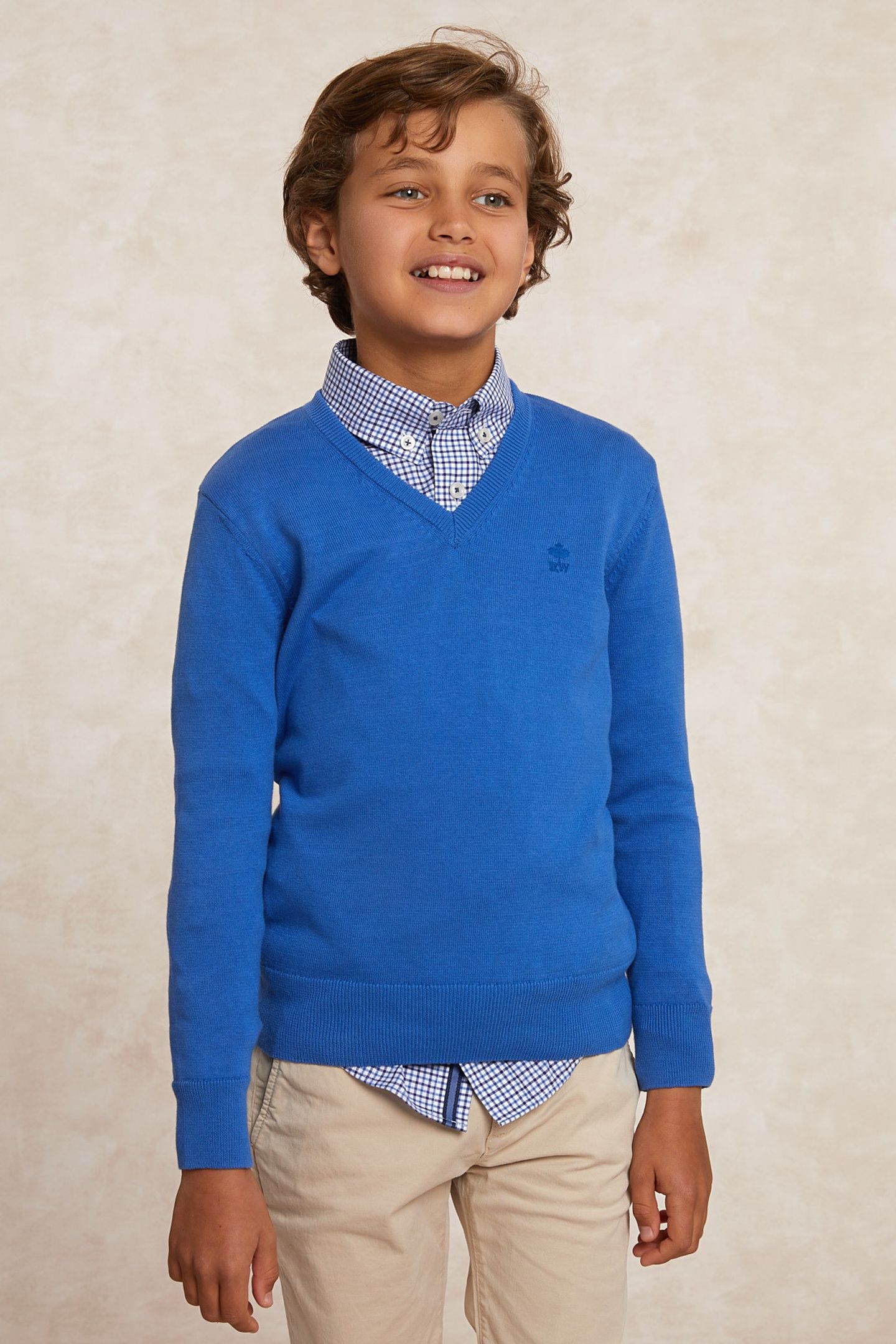 CUSTOM FIT COTTON V-NECK PULLOVER EVENING BLUE 3