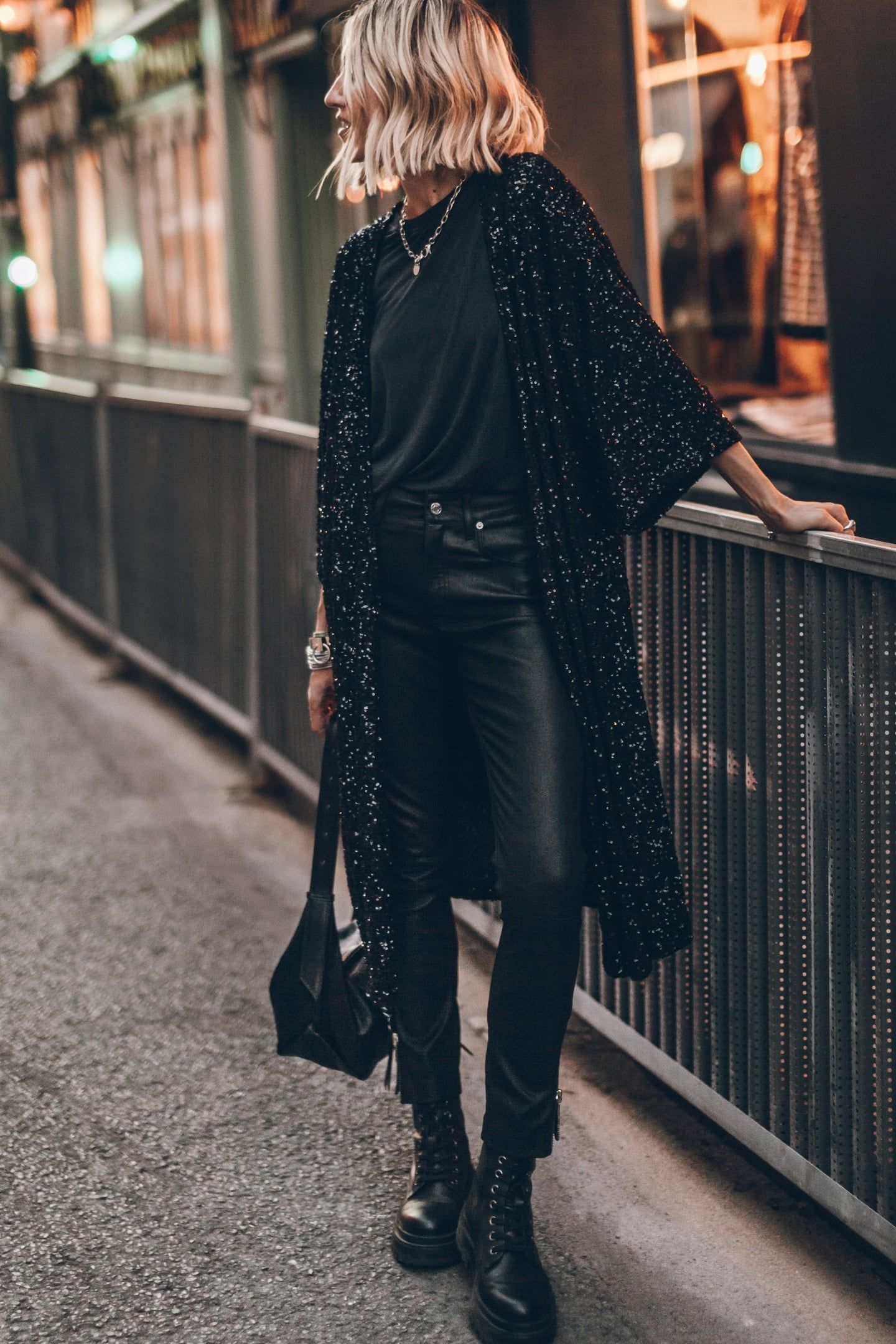 THE BLACK SEQUIN KIMONO BLACK 1
