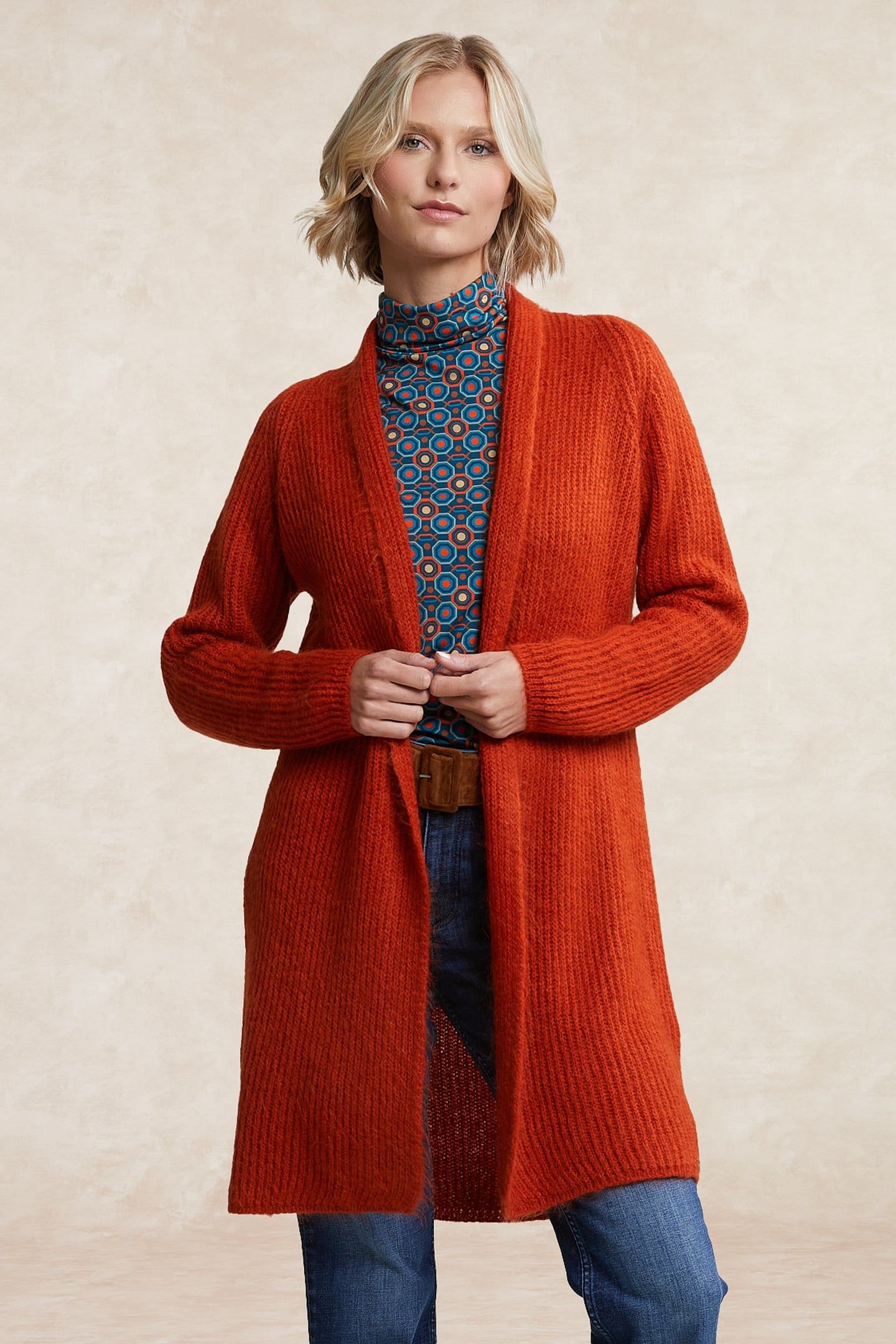 LONG CARDIGAN LONG SLEEVES ORANGE 1