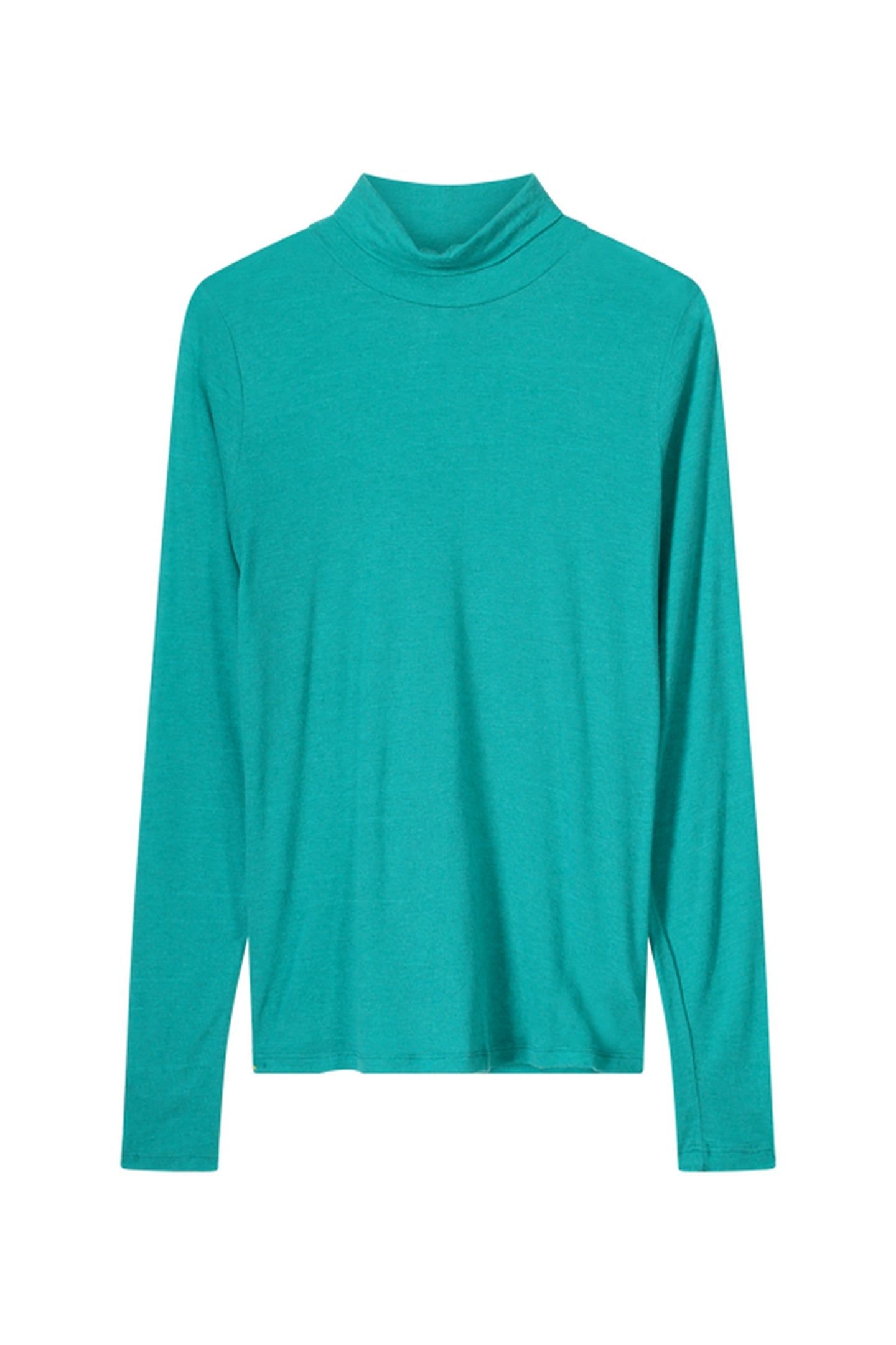 TURTLE NECK TOP LYOCELL WOOL BASICS PEACOCK 3