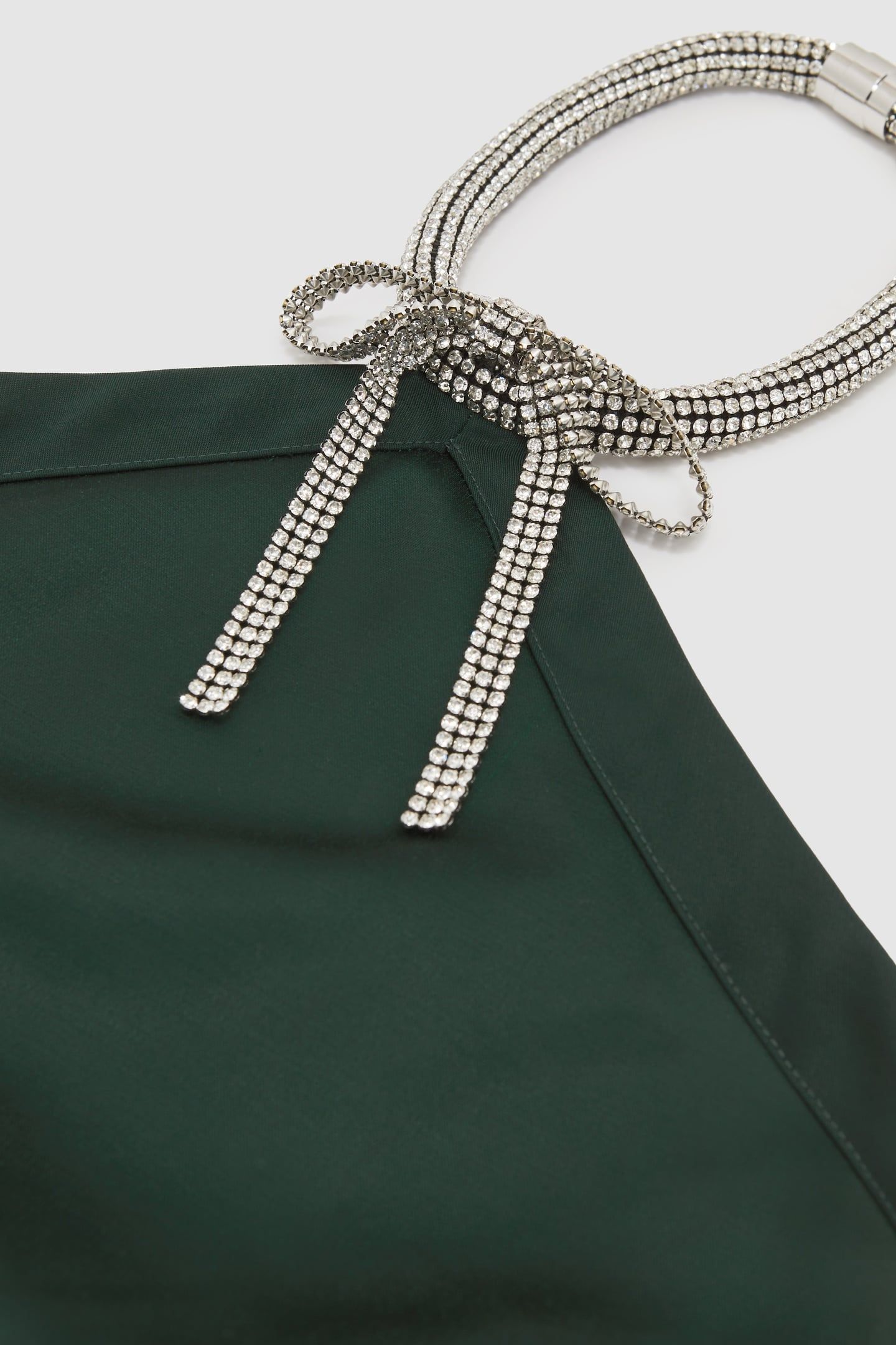 EMBELLISHED NECKLACE MINI DRESS GREEN 4