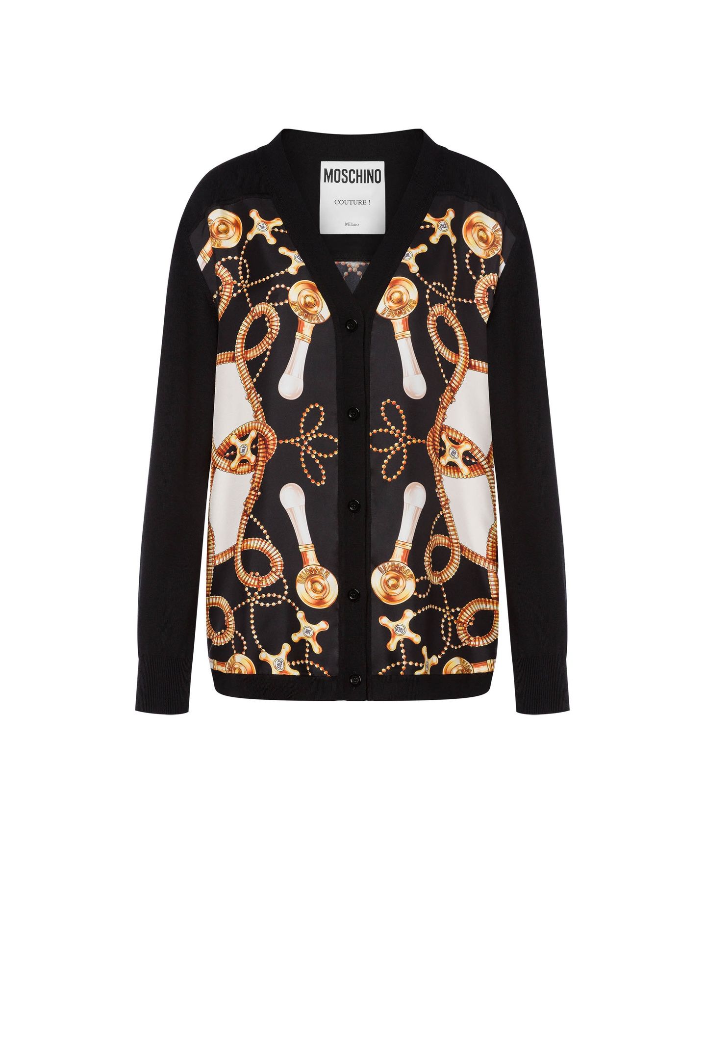 WOOL AND SILK CARDIGAN FAUCETS PRINT BLACK 3