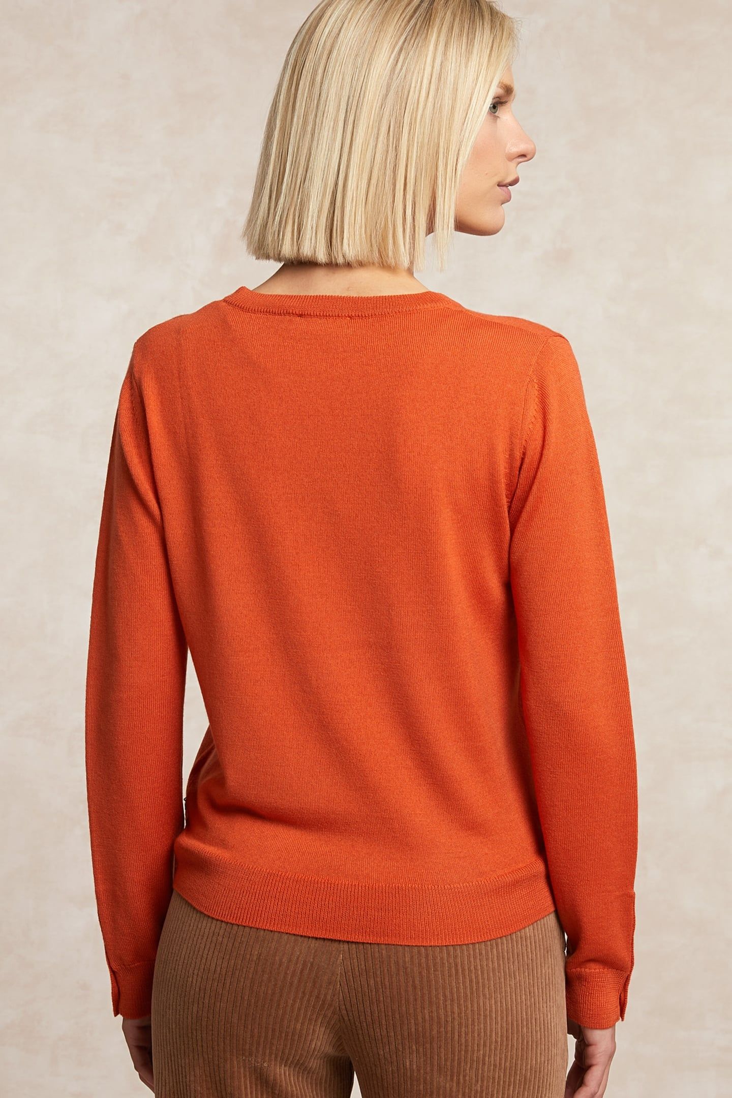 MERINO WOOL CREW NECK SWEATER ORANGE 2