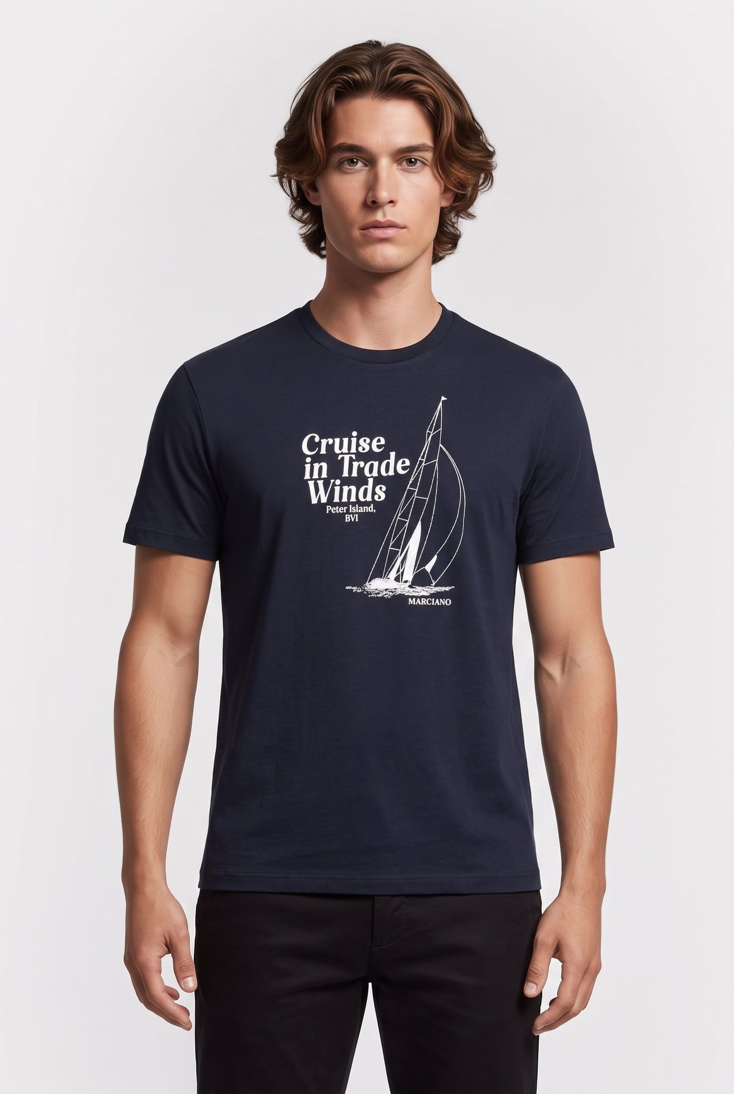 CN SS TEE WITH PRINT NAVY SEA 1