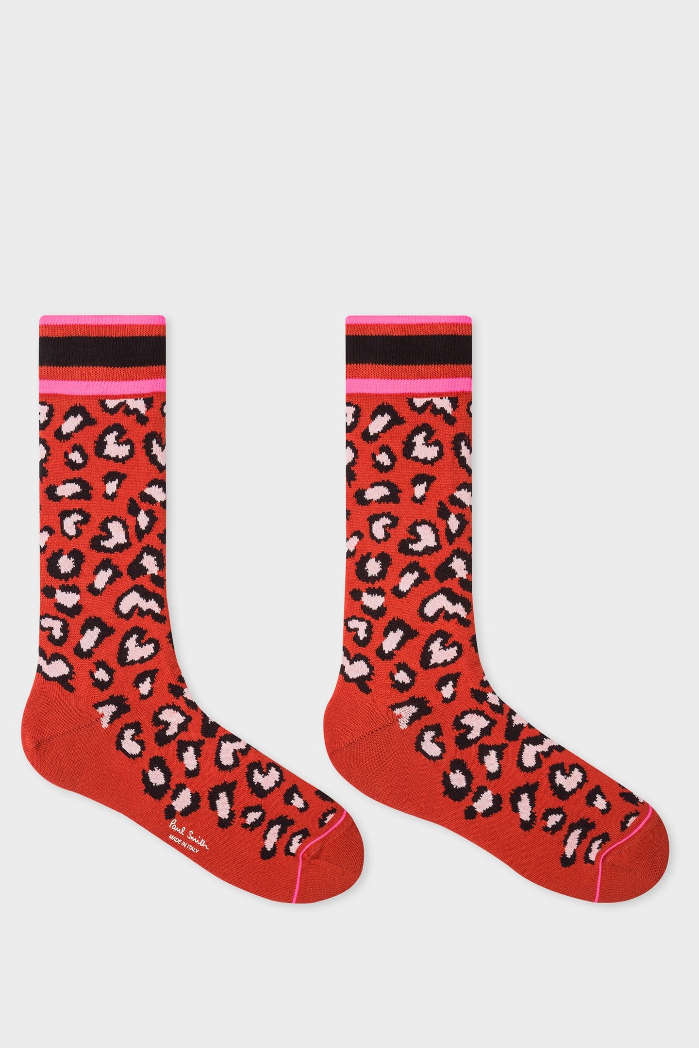 MEN SOCK NEON LEOPARD RED 2